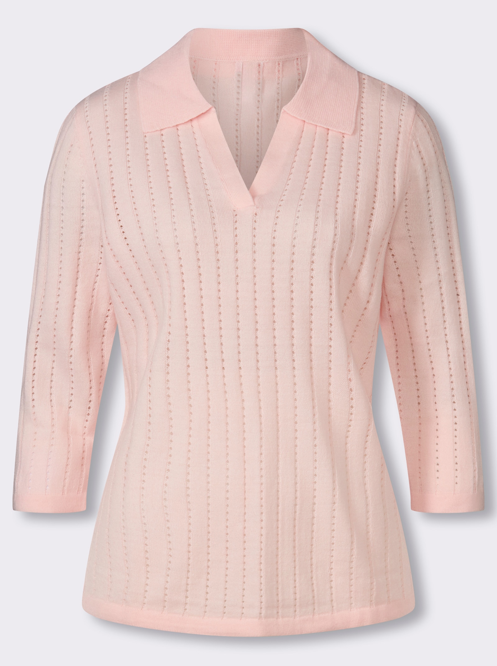 Polopullover mit 3/4-Ärmeln - hellrosé