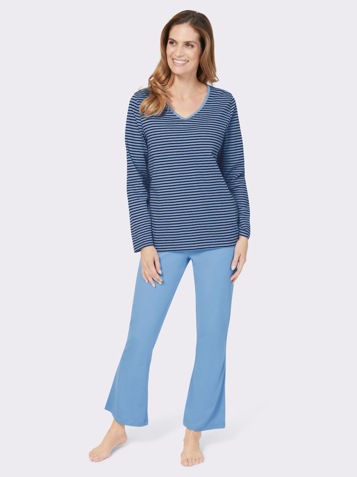 wäschepur Pyjama's - marine gestreept + hemelsblauw gestreept
