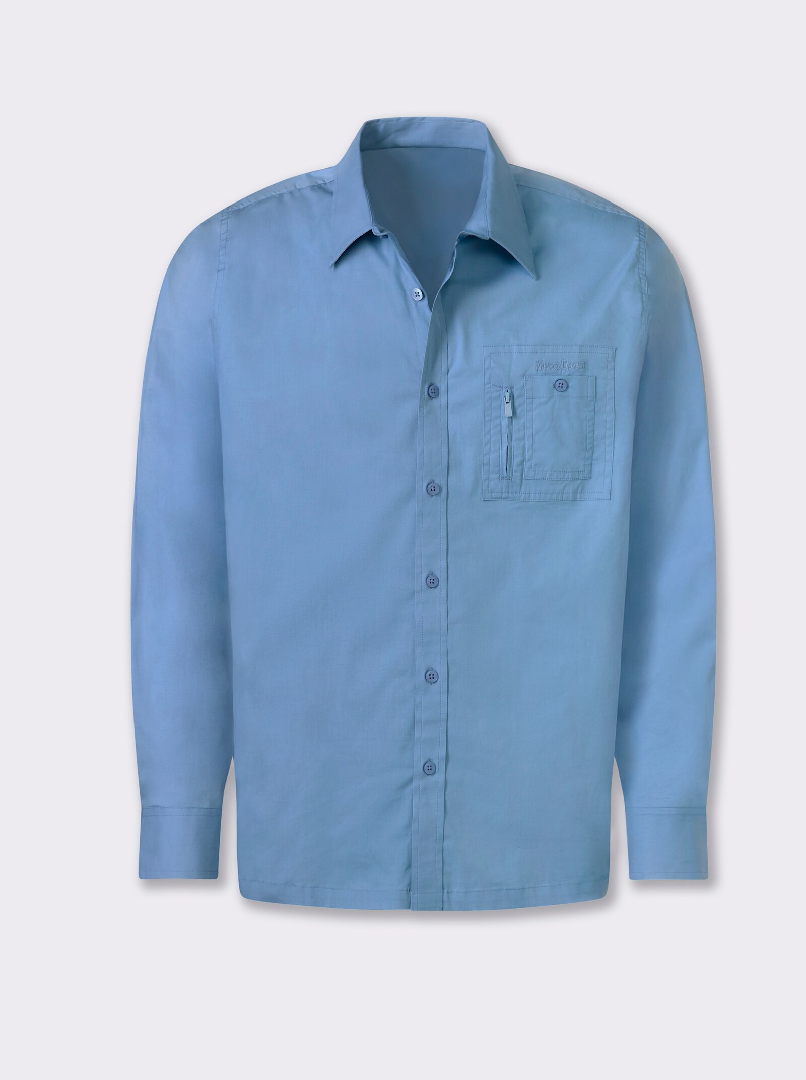 Marco Donati Langarmhemd in Popeline-Stretch - himmelblau