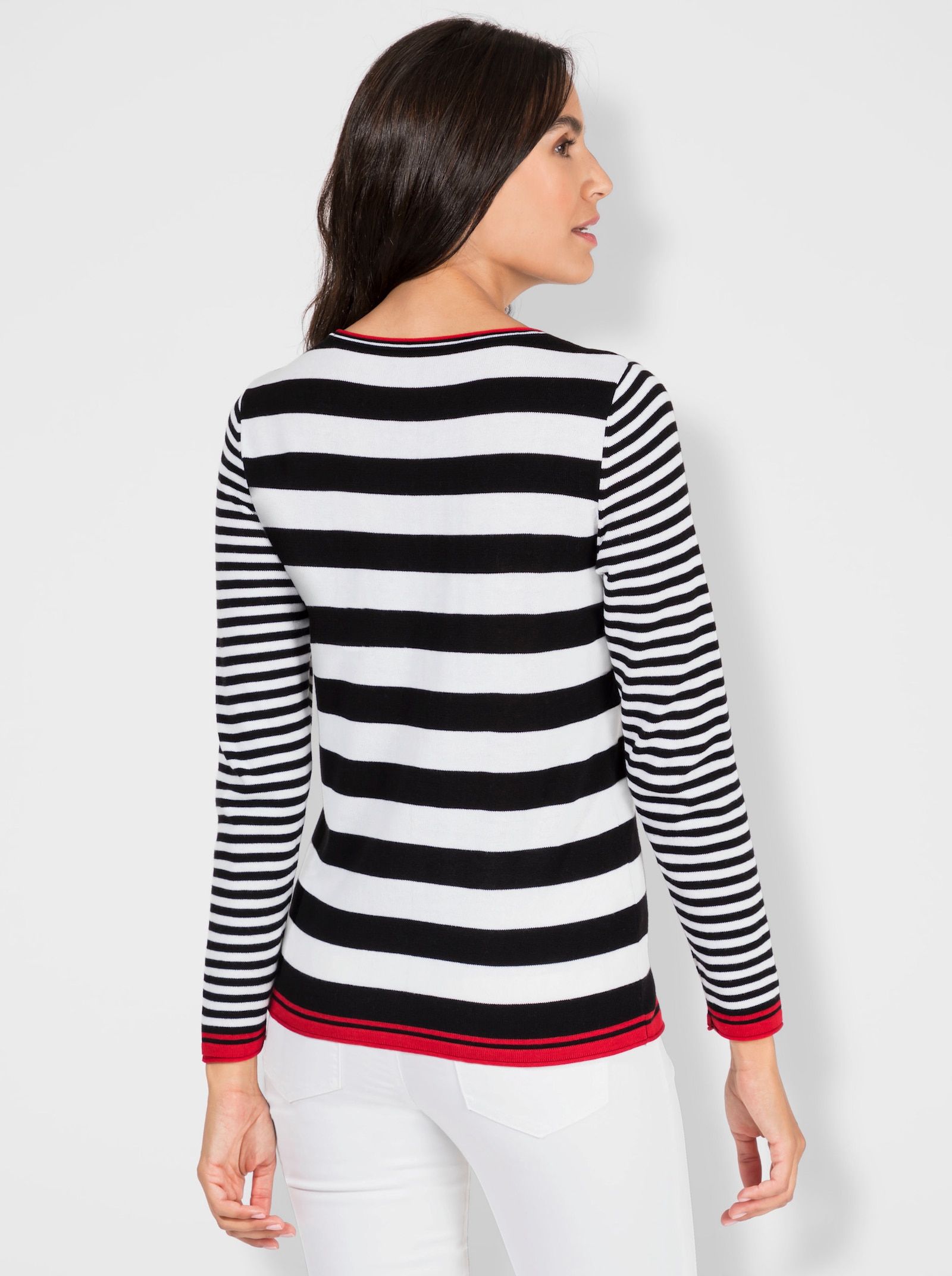 Gestreepte pullover met opschrift - zwart/wit gestreept