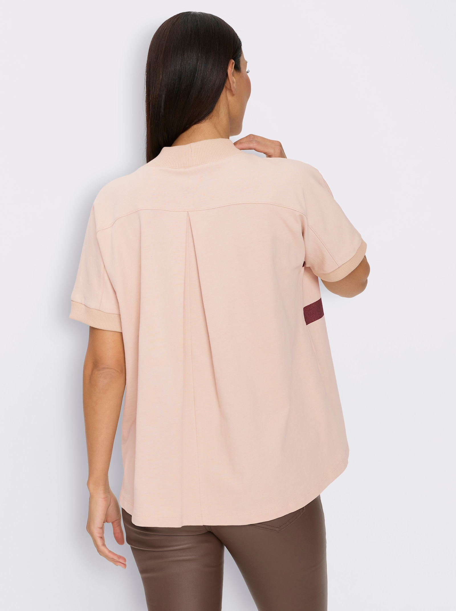 heine Rollkragenshirt mit Glitzerdruck - elfenbein-burgund