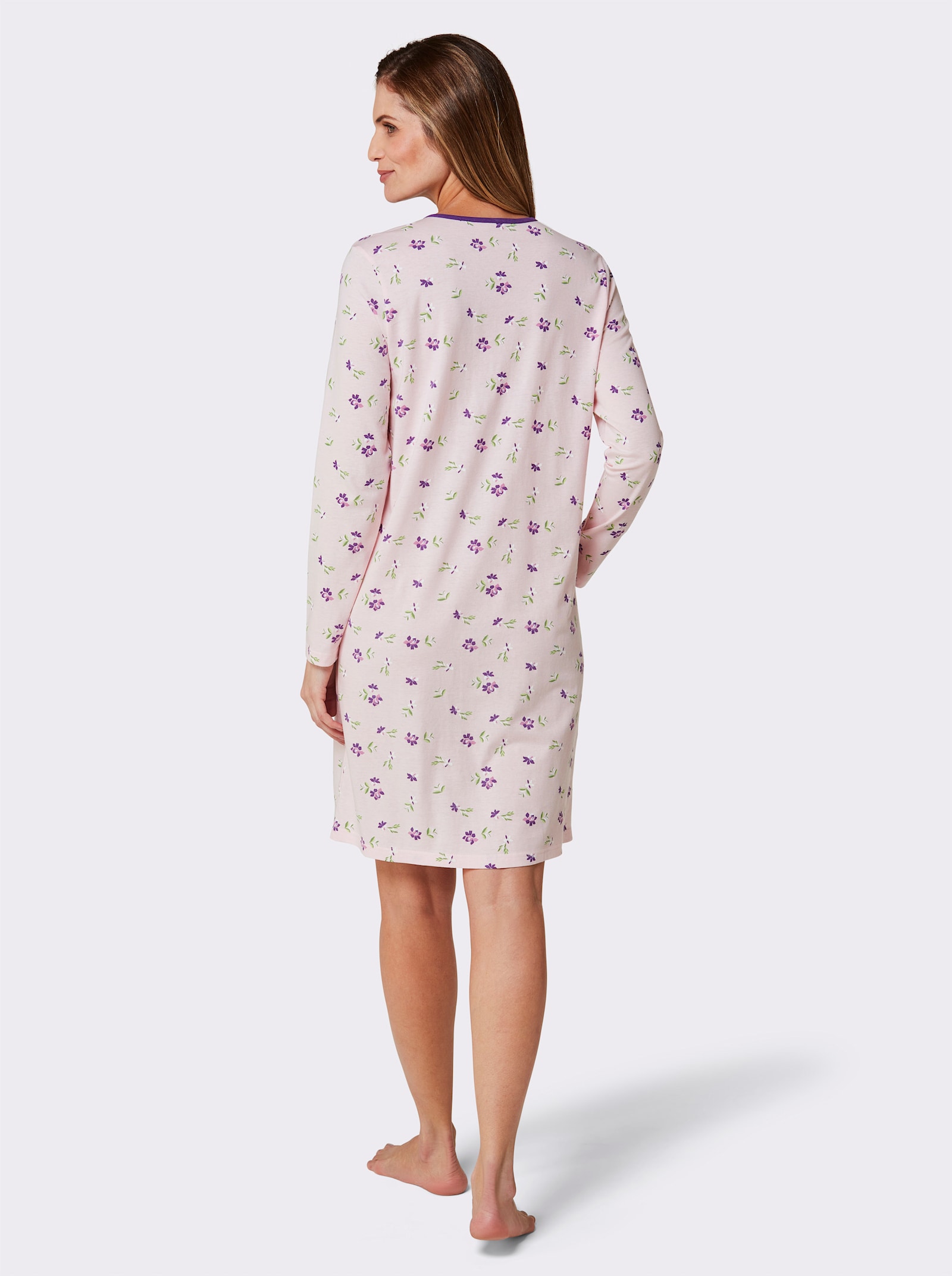 wäschepur Noční košile s motivem květin - růžová-lila-potisk + lila