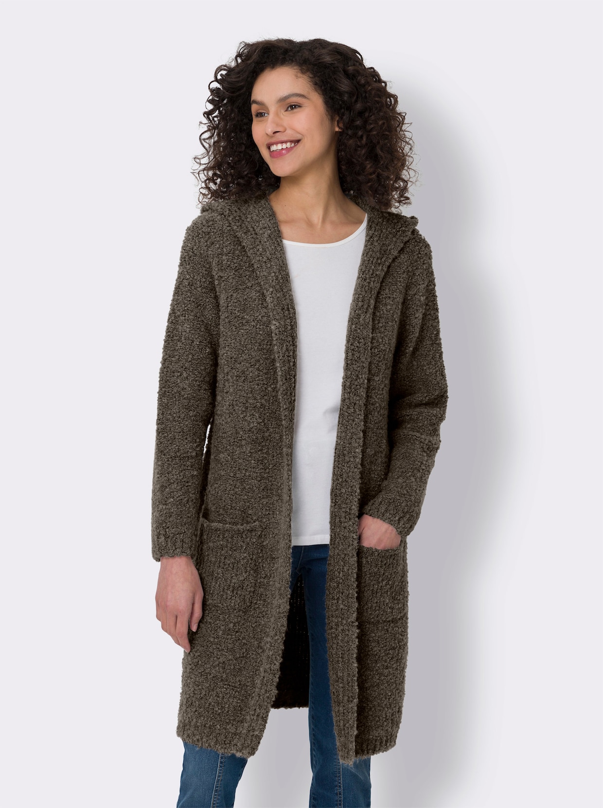 heine Strickjacke - dunkeltaupe-meliert