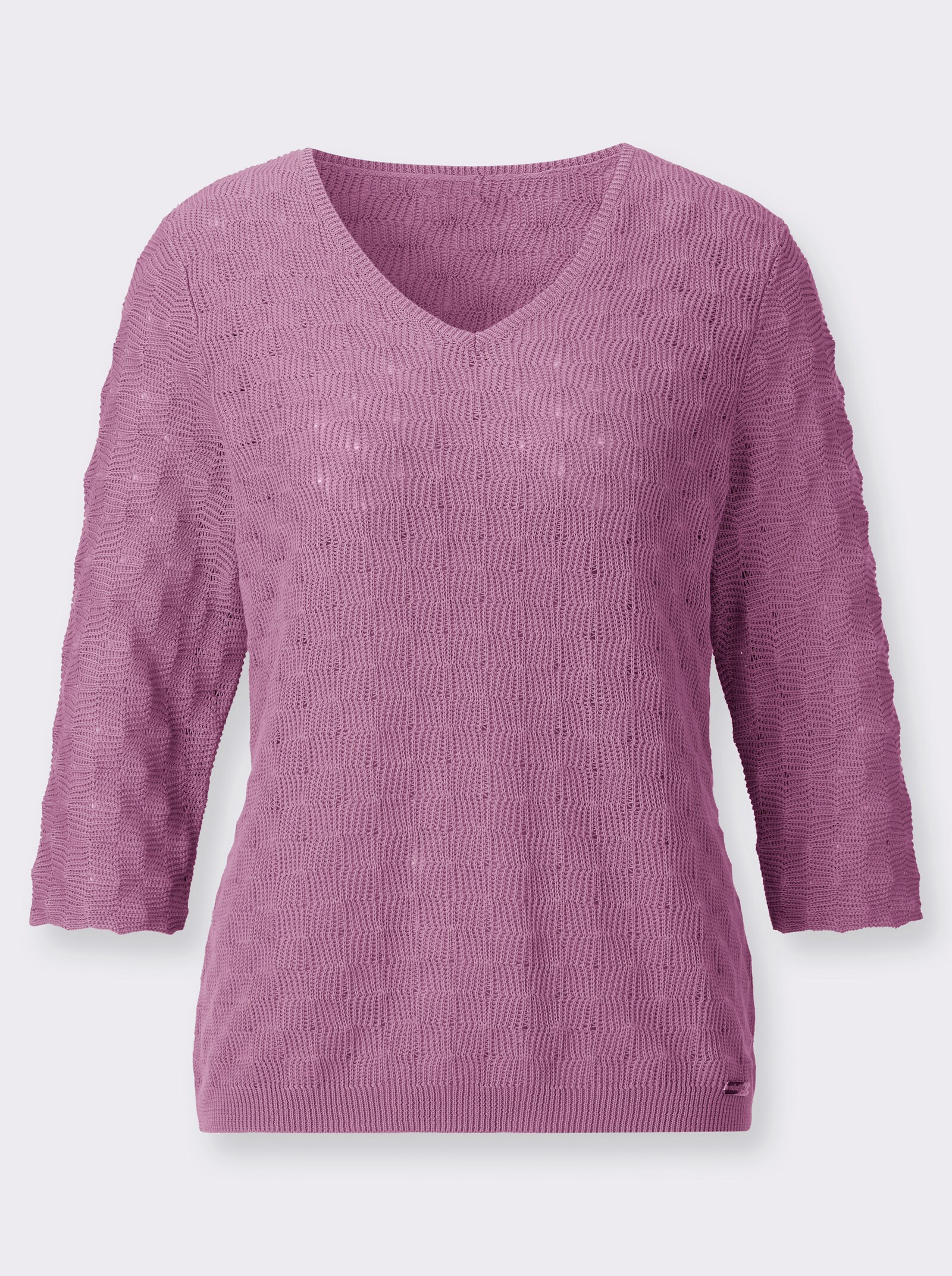 Ajourpullover mit V-Ausschnitt - orchidee