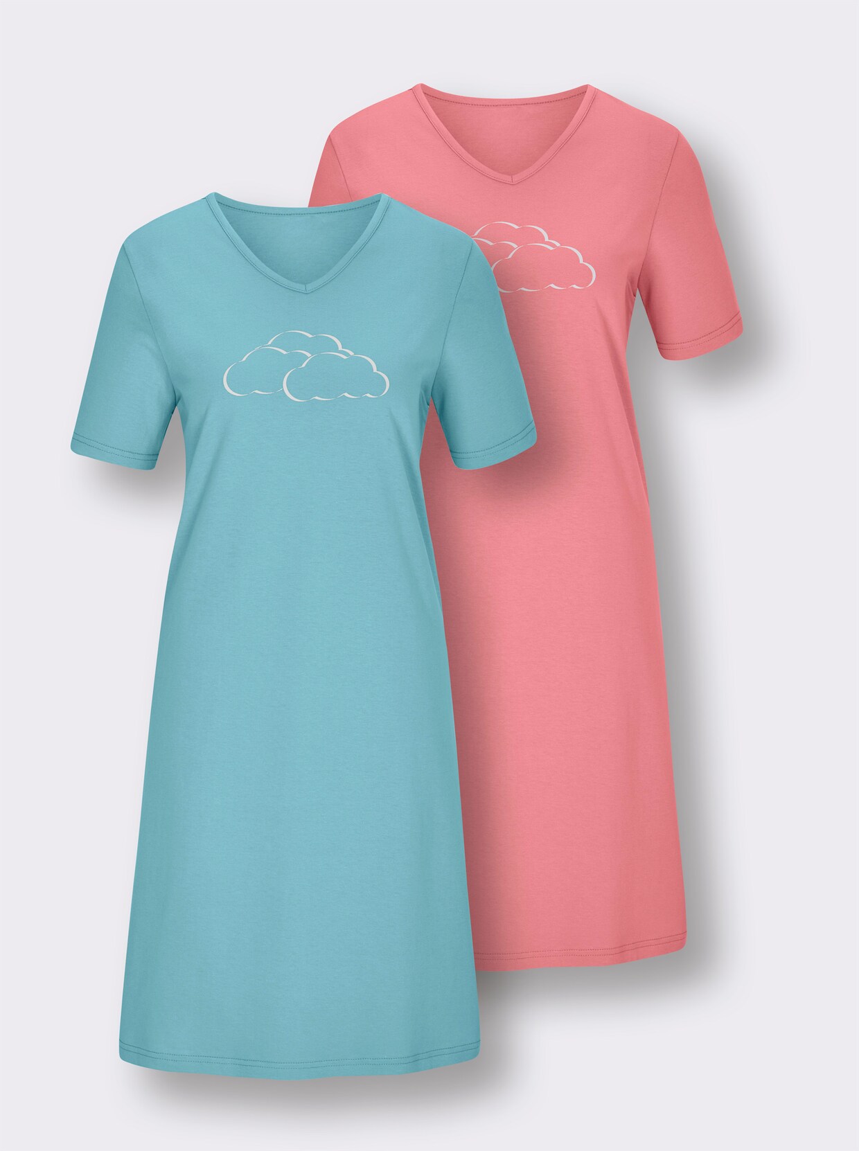 wäschepur Sleepshirts - aquamarin + flamingo