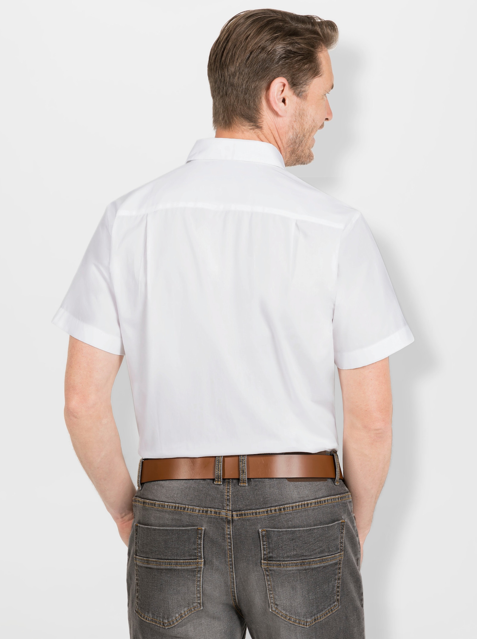 Marco Donati Kurzarmhemd in bügelfreier Baumwolle - weiss