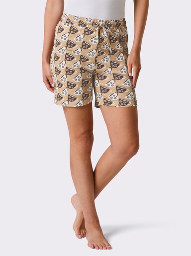 wäschepur Hose kurz - camel-schoko-bedruckt