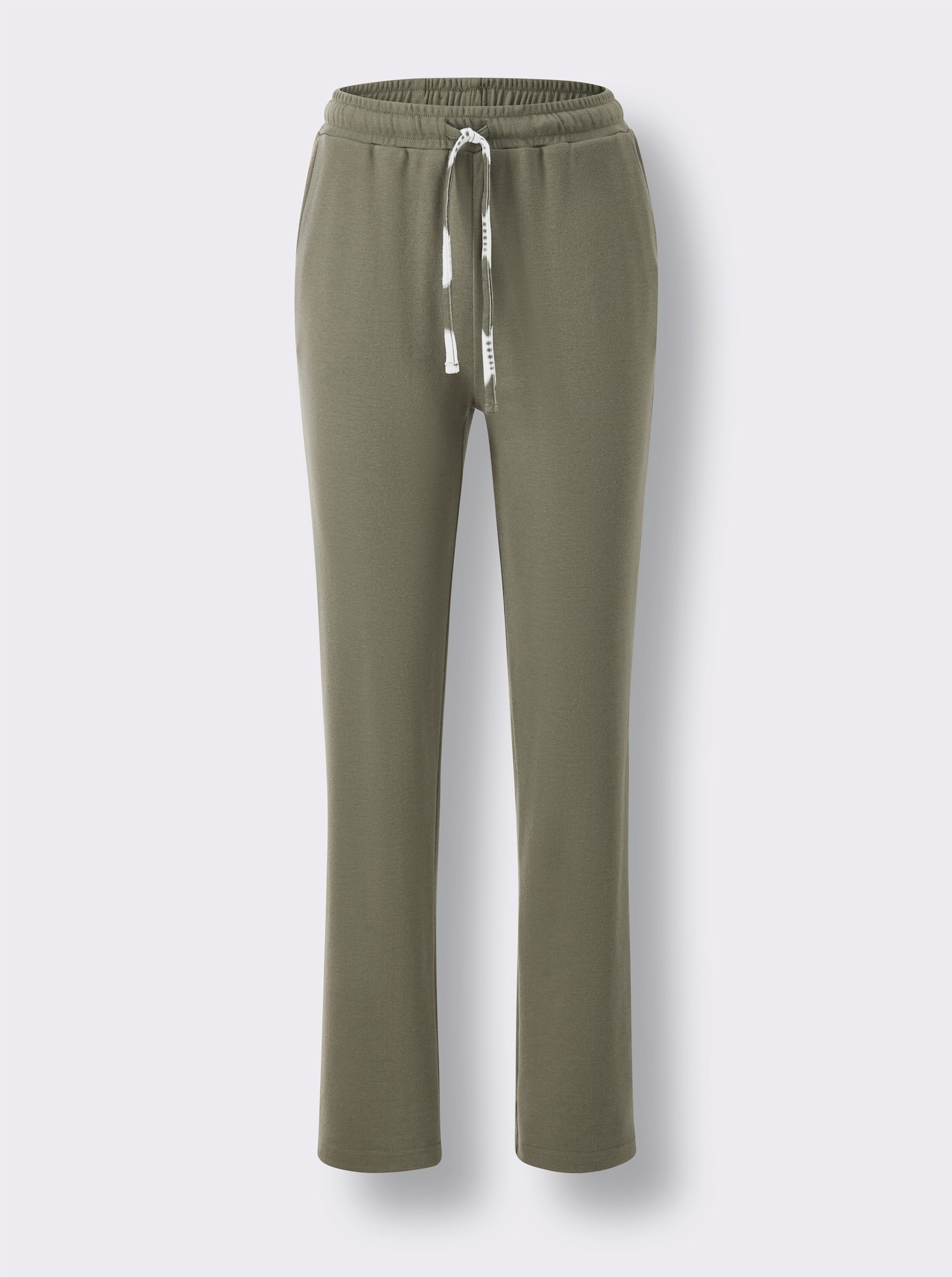 feel good Hausanzug mit 2 Taschen - khaki-ecru-bedruckt