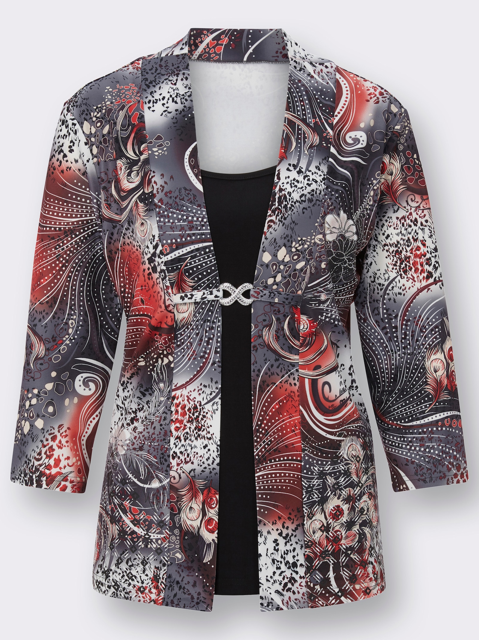 2-in-1-shirt met glittereffect - rood gedessineerd