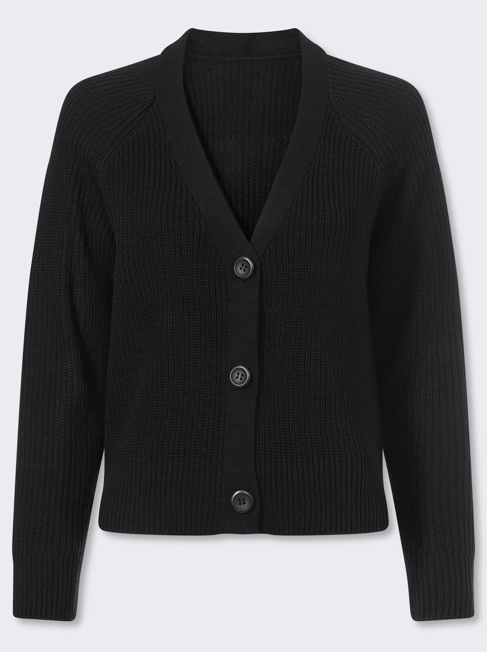 Strickjacke im Patentstrick - schwarz