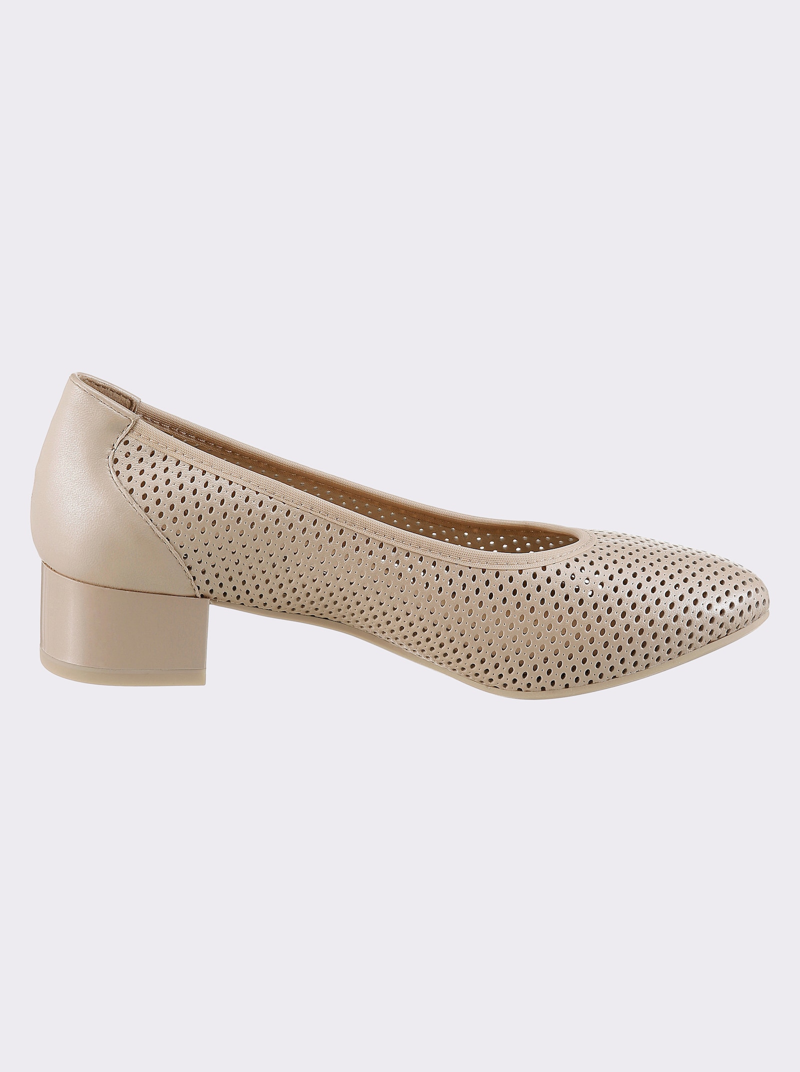 Caprice Pumps mit Lochmuster, aus Leder - créme