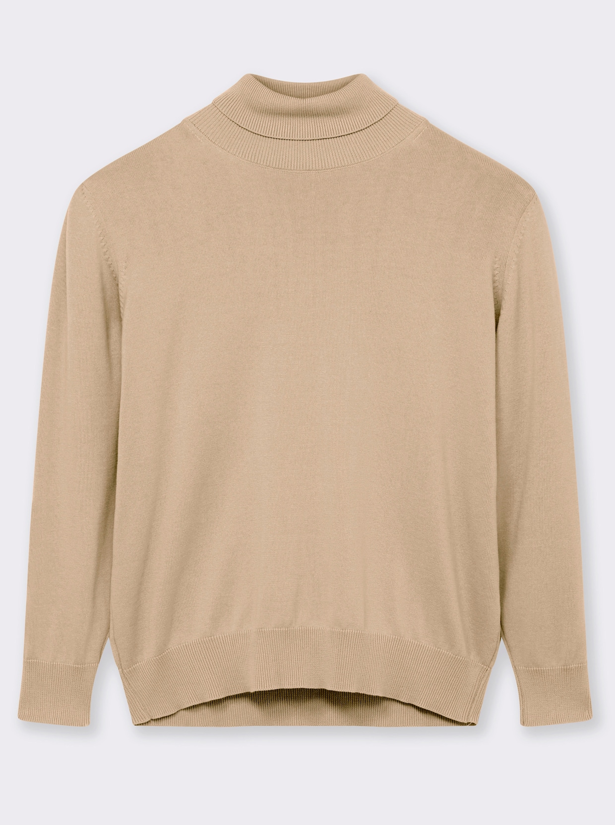 Rollkragenpullover aus reiner Baumwolle - beige