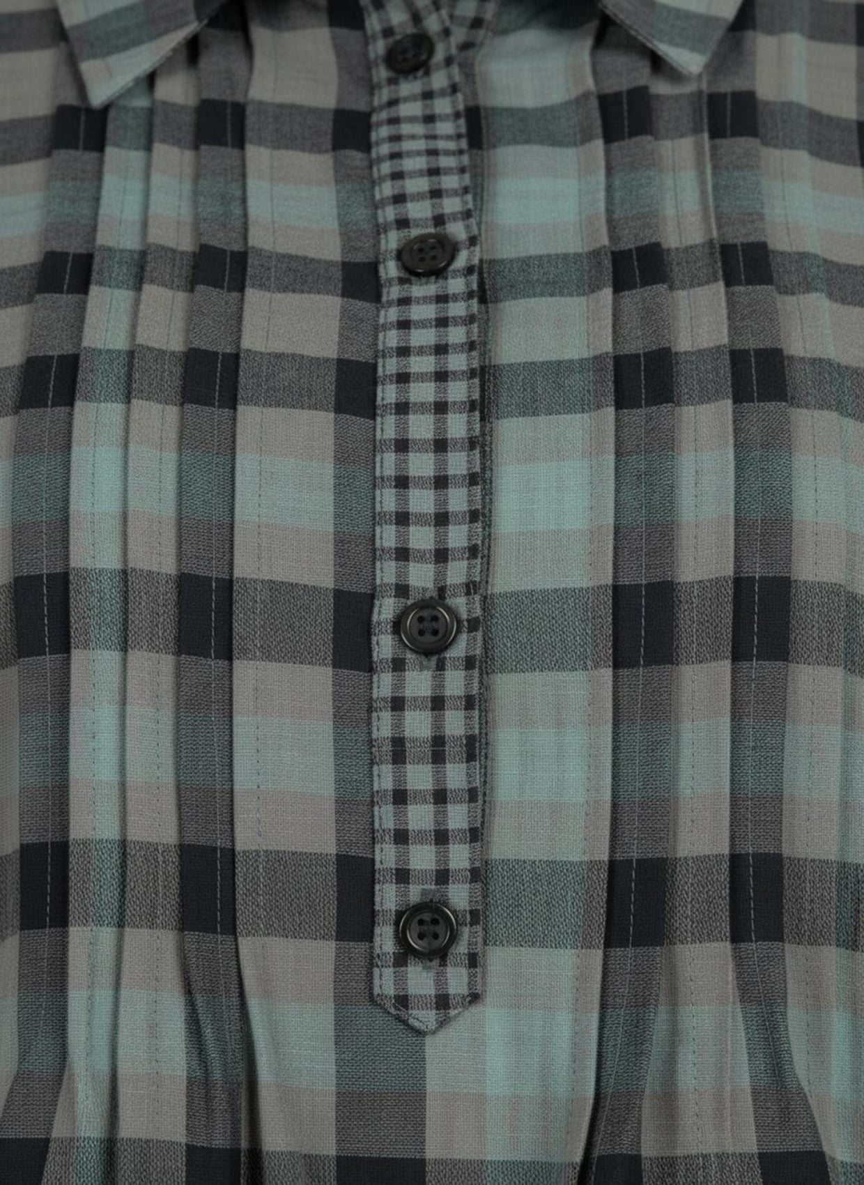 Langarmbluse mit Biesen, kariert - jade-kariert