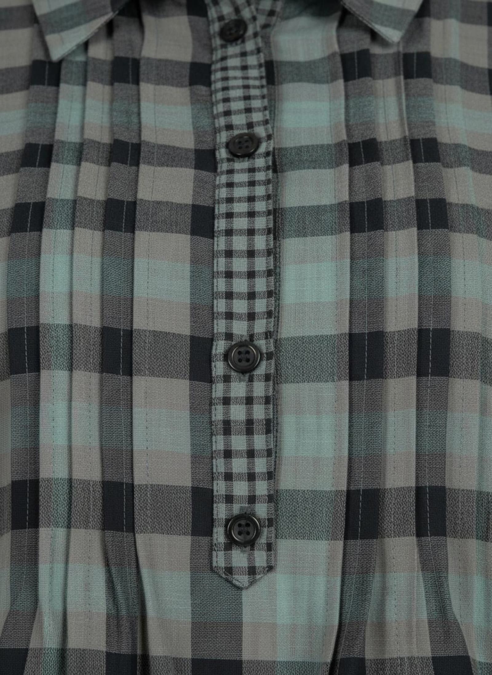 Langarmbluse mit Biesen, kariert - jade-kariert