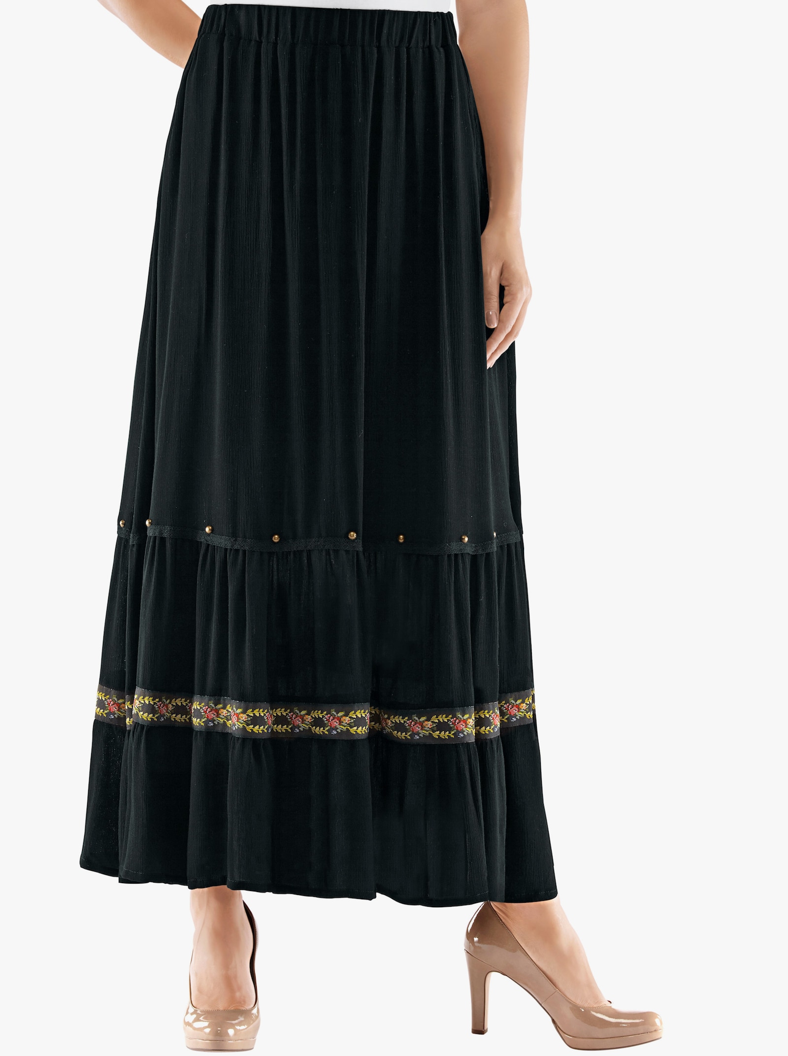 Maxirock in Crinkle-Qualität - schwarz