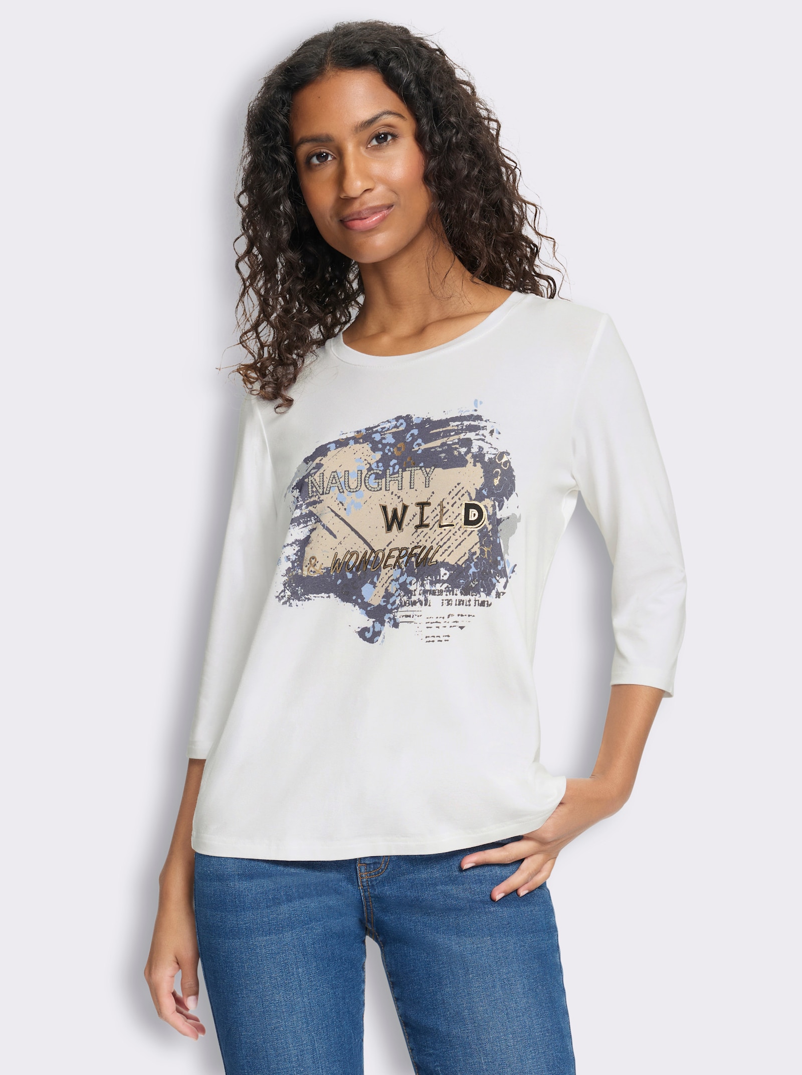 heine Shirt mit Folienprint - weiß