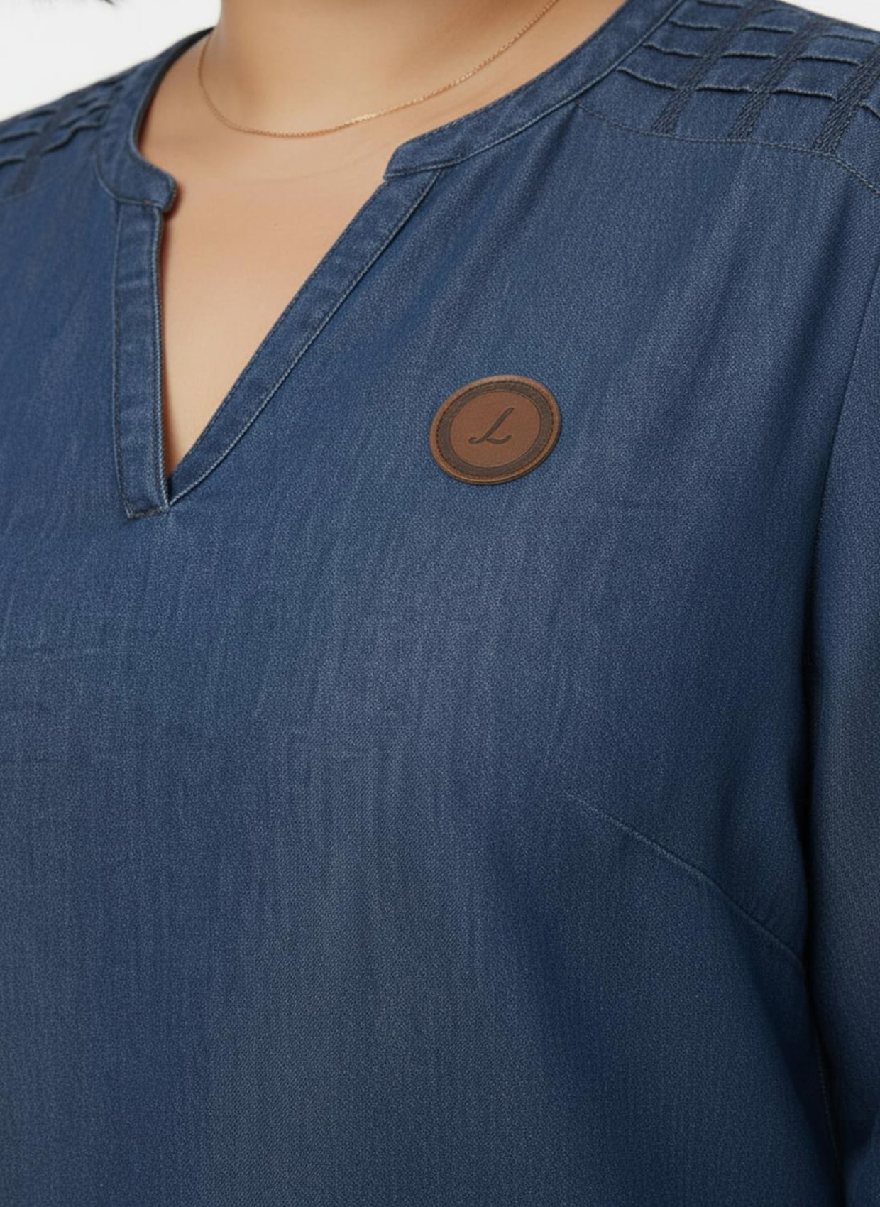 Jeanstunika mit Biesenverzierung - blue-bleached