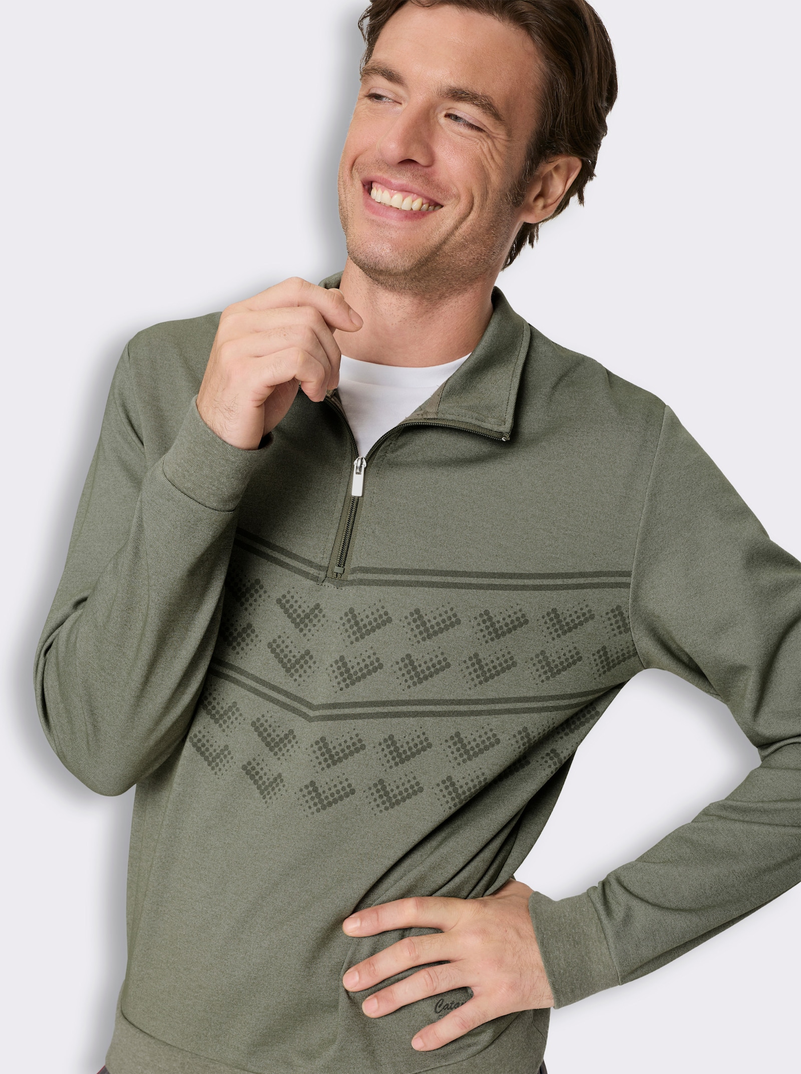 Catamaran Sports Funktionsshirt mit Reißverschluss - khaki-meliert