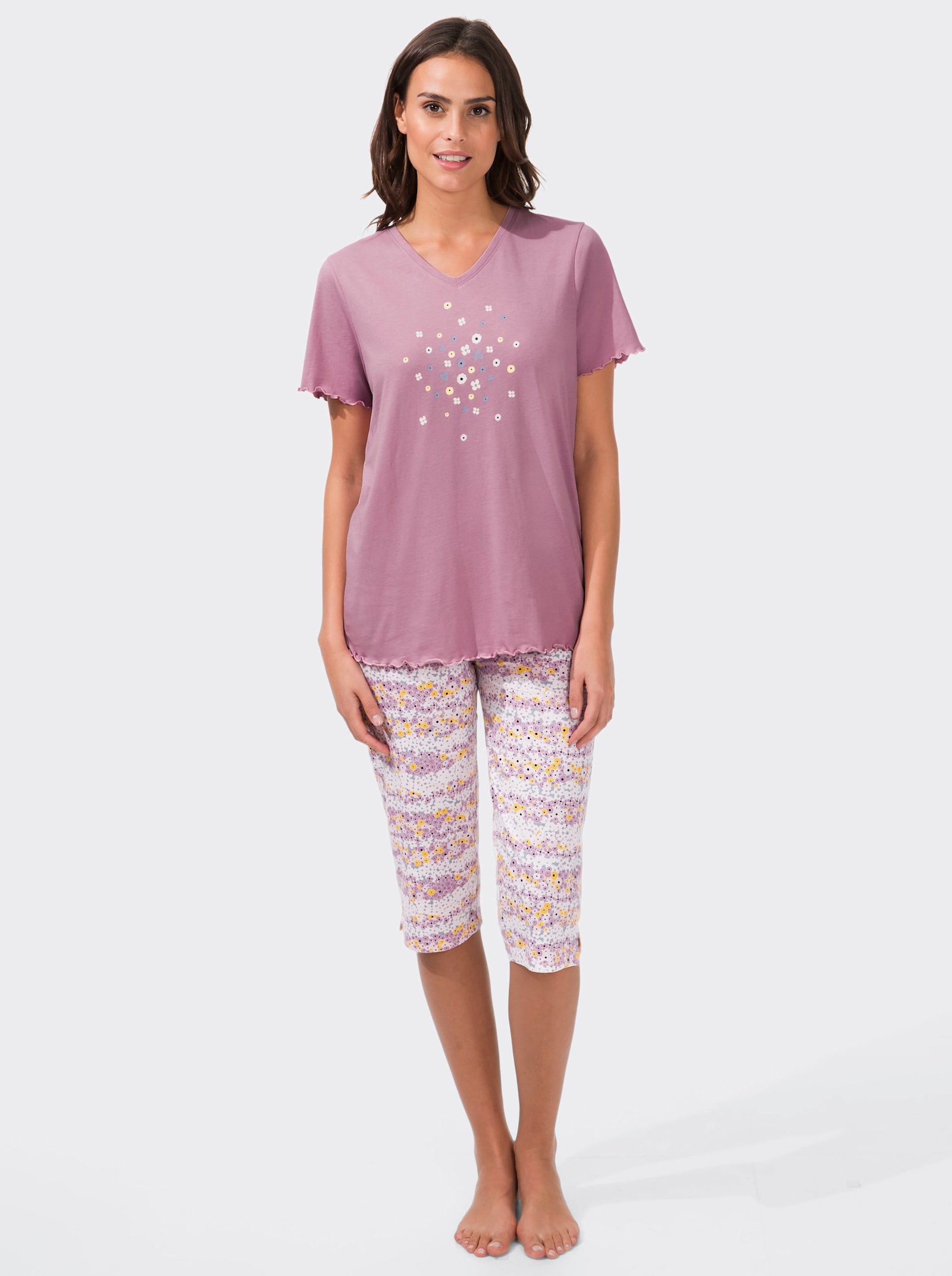 wäschepur Capri pyžamá, zvlnené zakončenia - orgovánová potlač