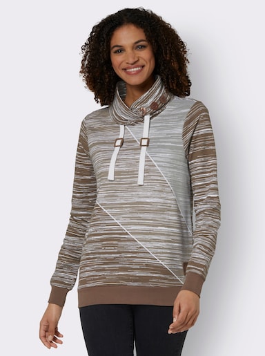 Sweatshirt - bruin/ecru geprint