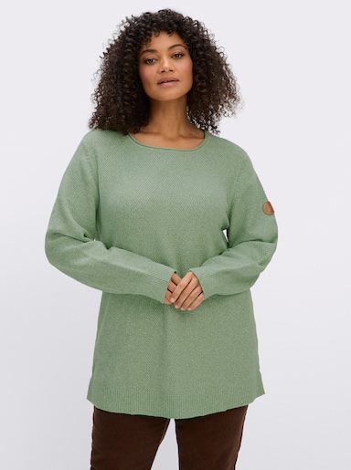 sheego Langarm-Pullover im soften Strukturstrick - eucalyptus-meliert