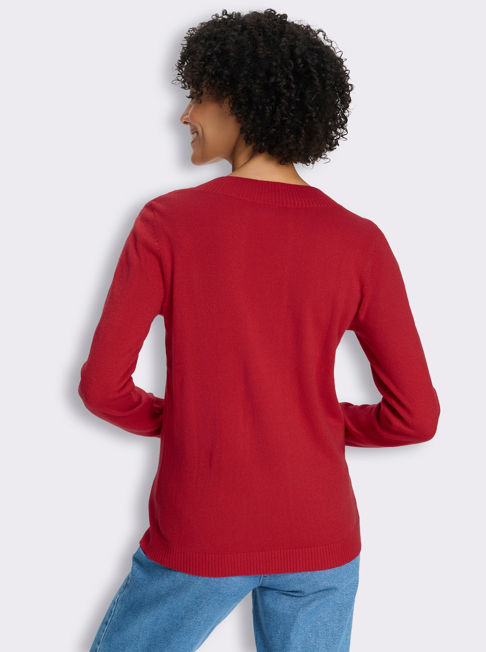 Langarm-Pullover in pflegeleichter Qualität - erdbeere
