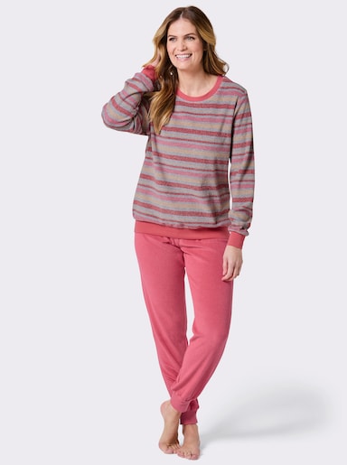 Schlafanzug im Ringel-Dessin - hummer-grau-gestreift