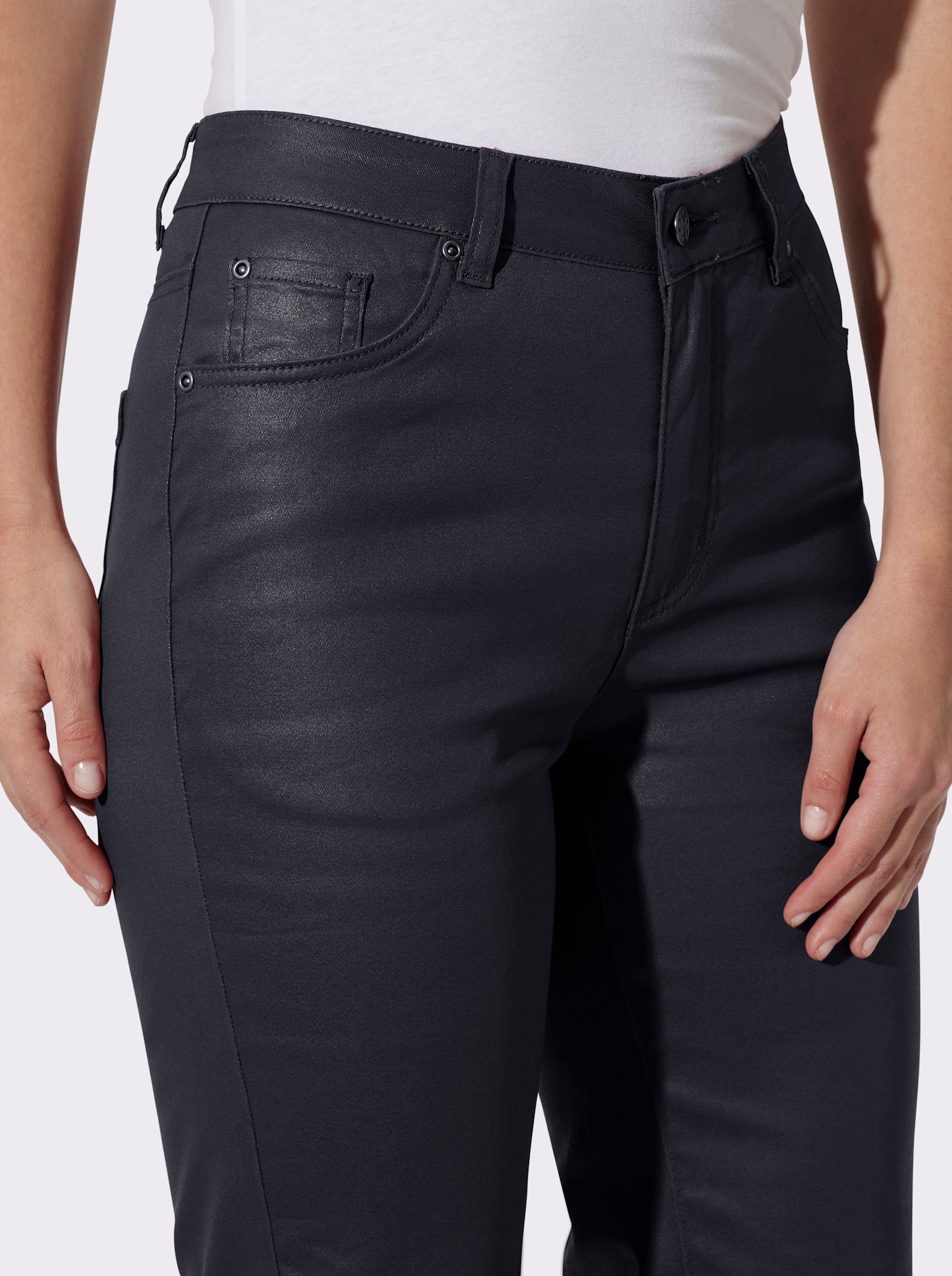heine Bootcut-Jeans in Glanz-Optik - marine