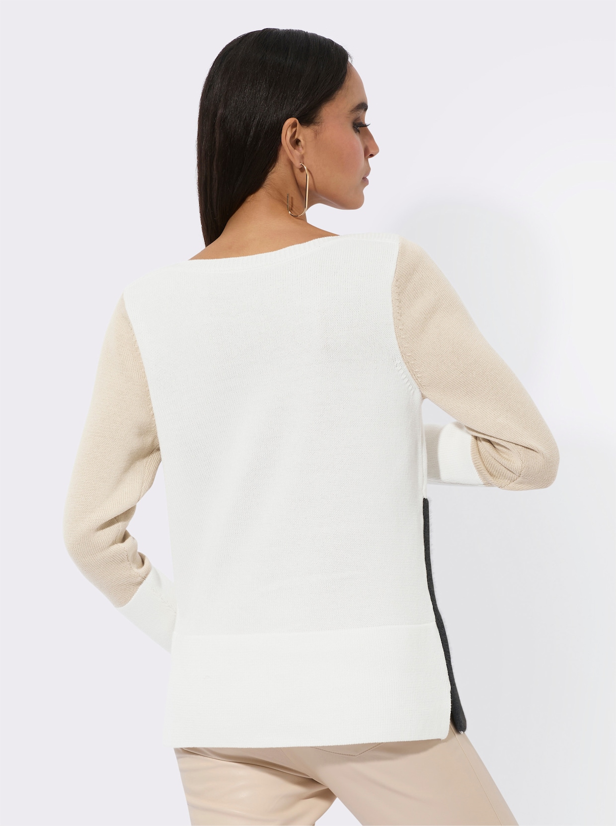 Pullover met lange mouwen - zwart/ecru gedessineerd