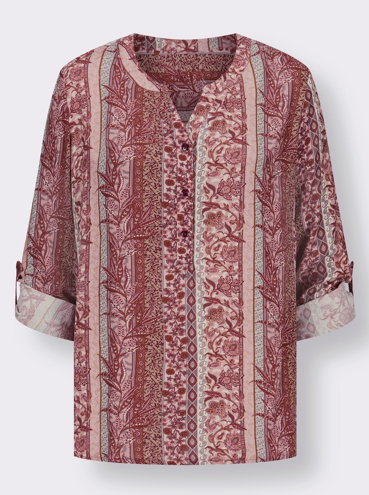 Druckbluse - rosenholz-cognac