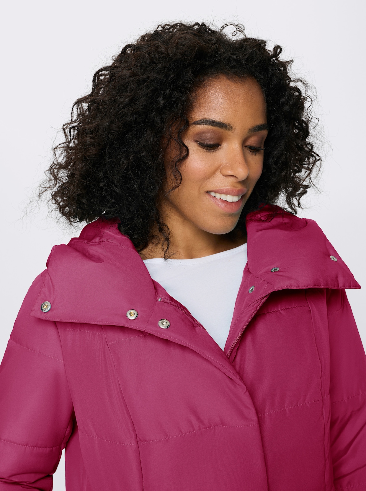 Gewatteerde jas met capuchon - malve