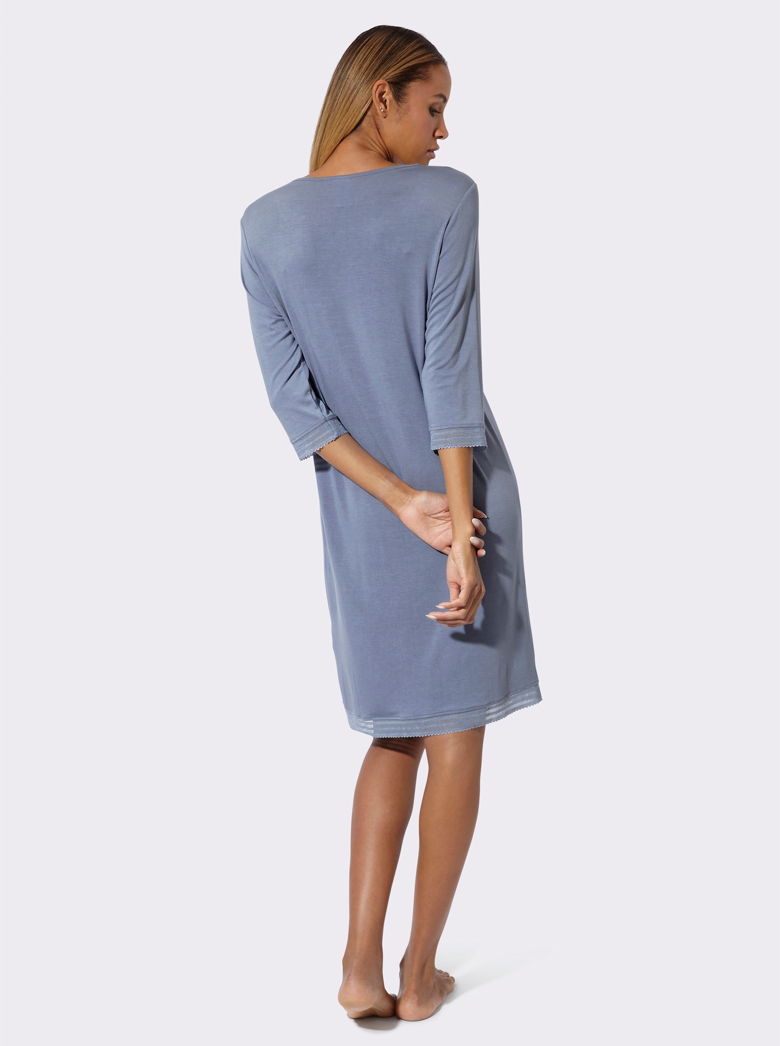 wäschepur Nachthemd mit Mesh-Spitze - taubenblau