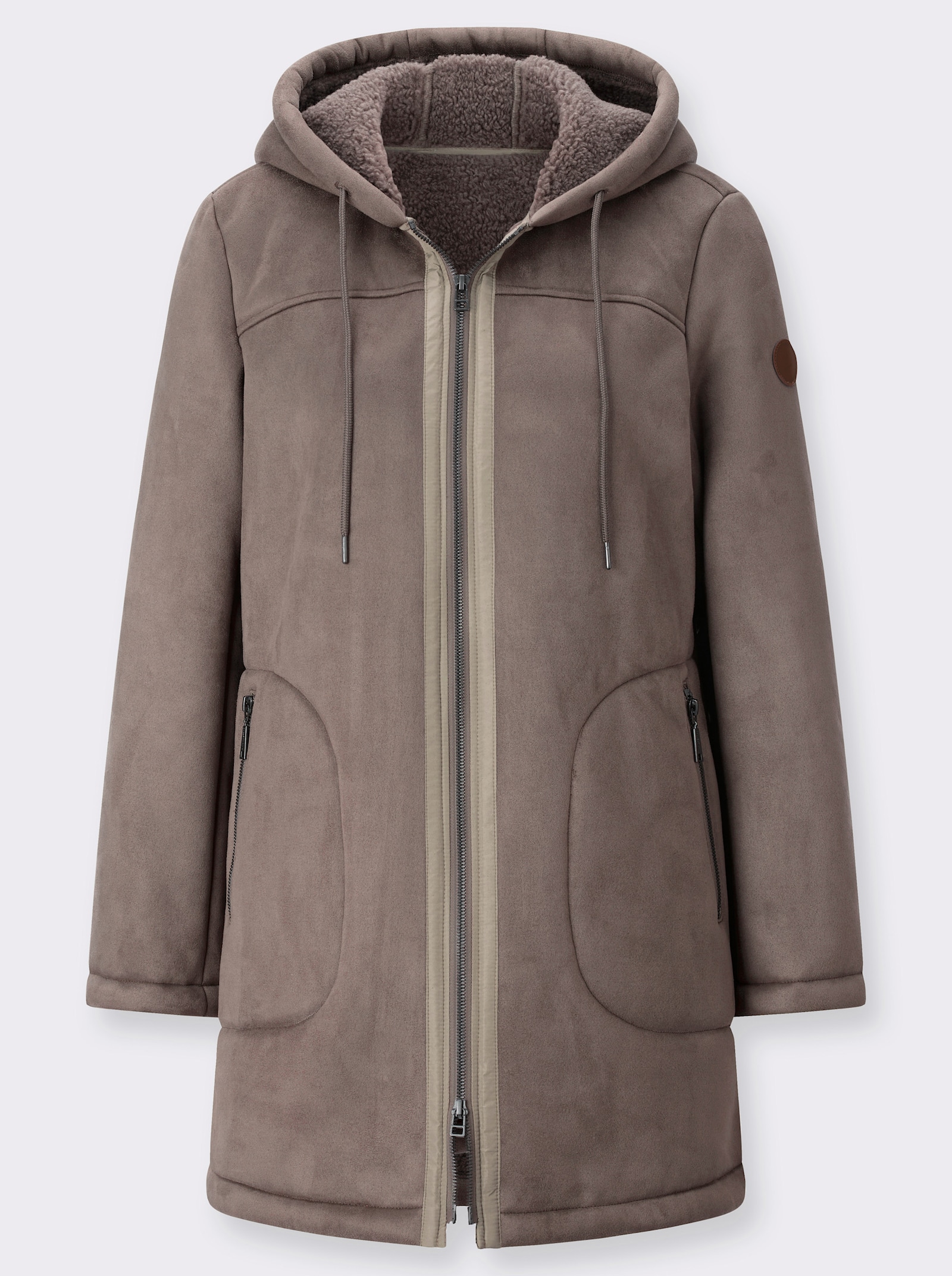 Outdoorjacke in Lammfelloptik - taupe