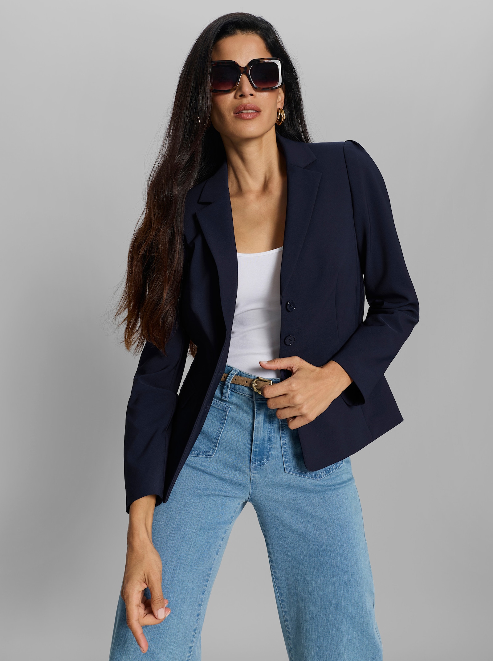 heine Blazer mit dezenten Puffärmeln - marine