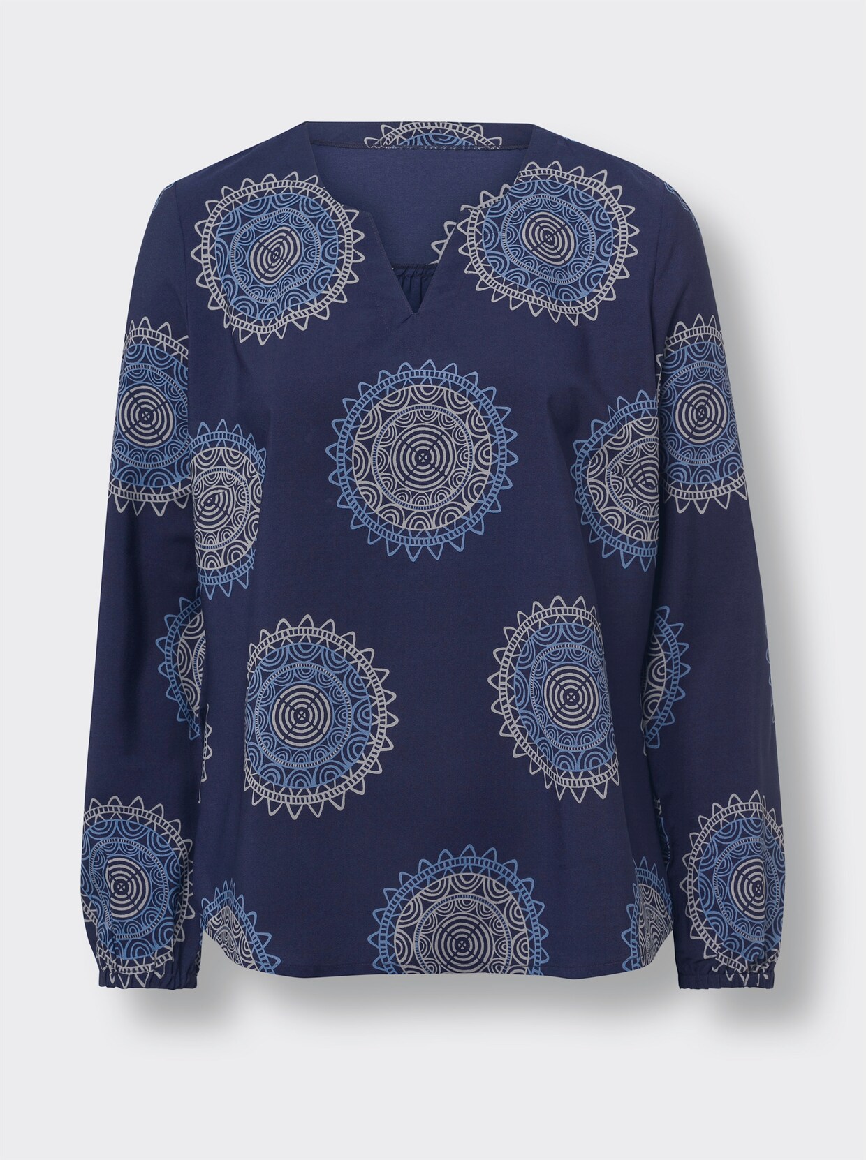 Blouse met lange mouwen - nachtblauw geprint