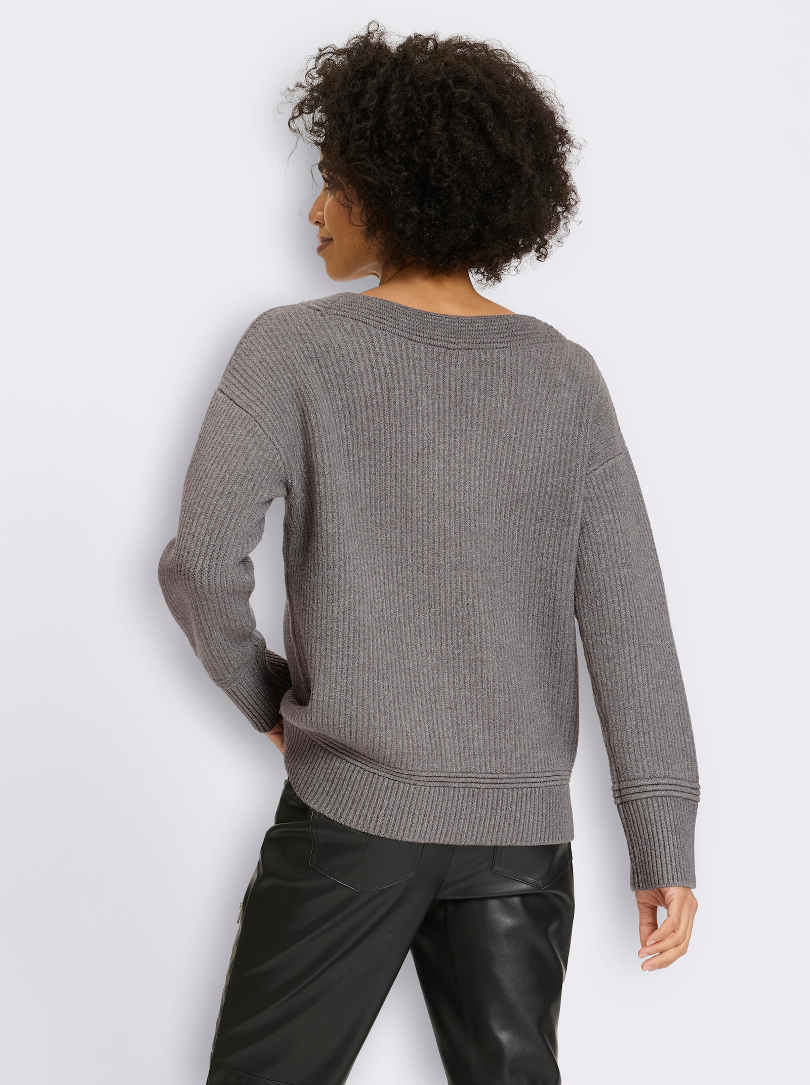 heine Pullover mit Strickmuster - grau-meliert