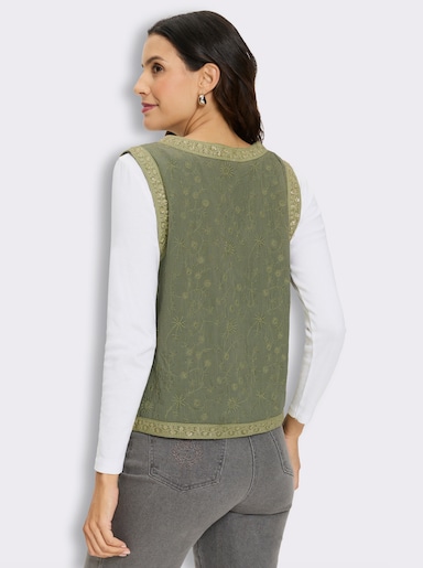 Blusenweste - khaki-schilf-gemustert