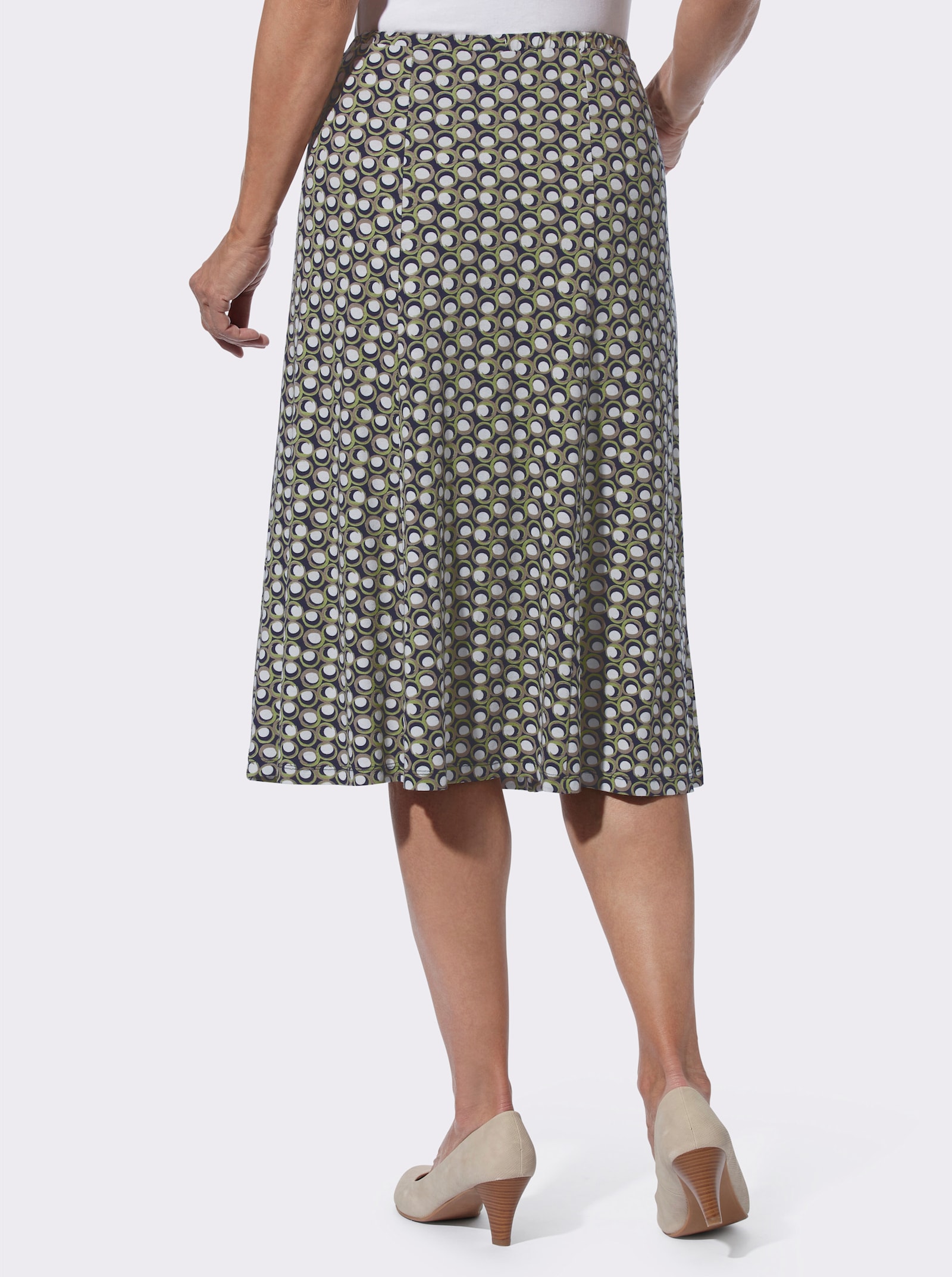 Schlupfrock in leichter A-Form - pistazie-marine-bedruckt