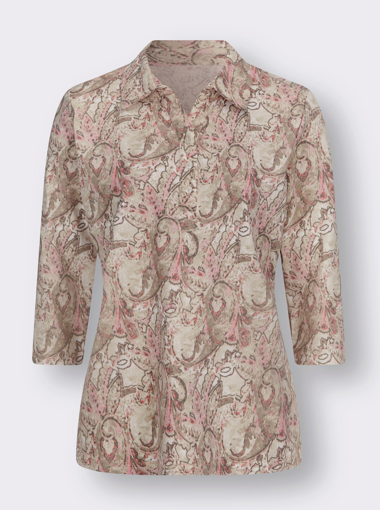 Poloshirt - elfenbein-rosenquarz-bedruckt