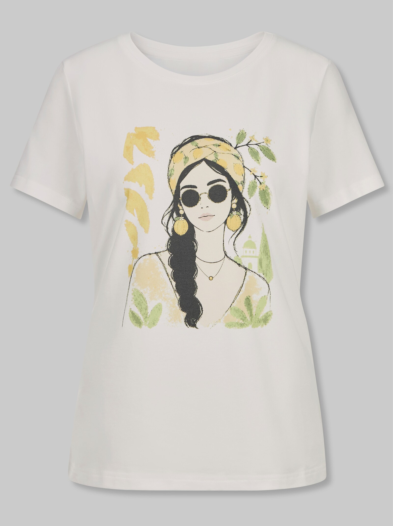 heine Kurzarmshirt mit Frontprint - ecru