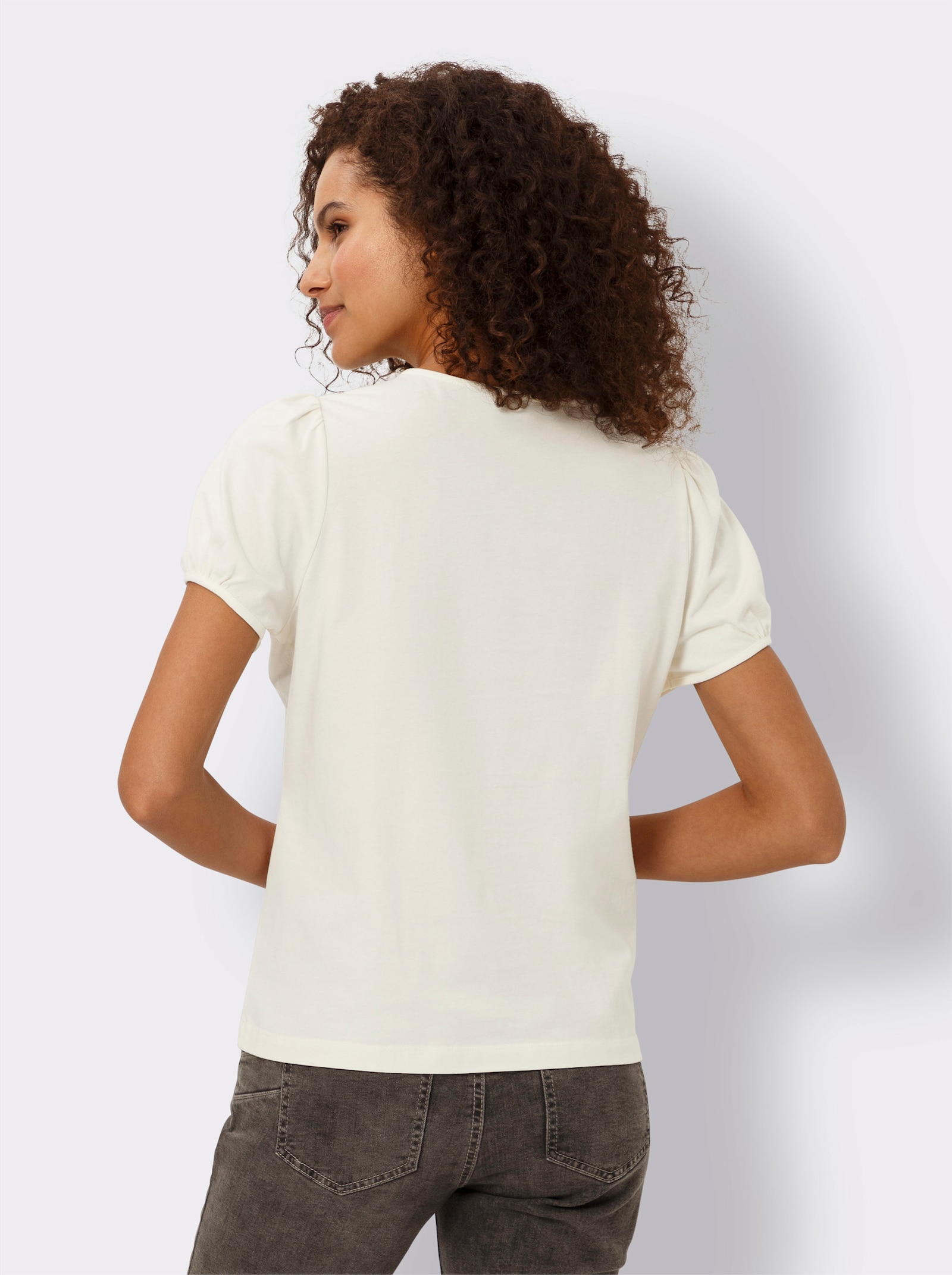 heine Shirt mit Spitzen-Applikation - champagner