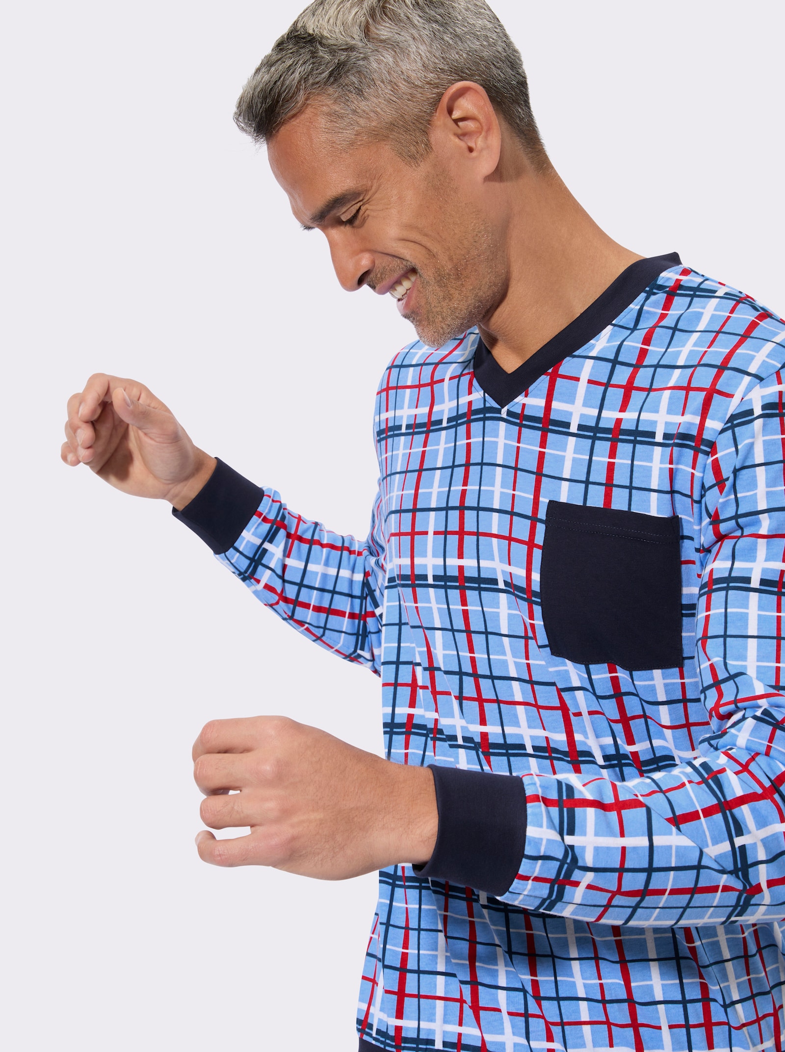 Pyžamo s károv. vzorom - Belasé káro