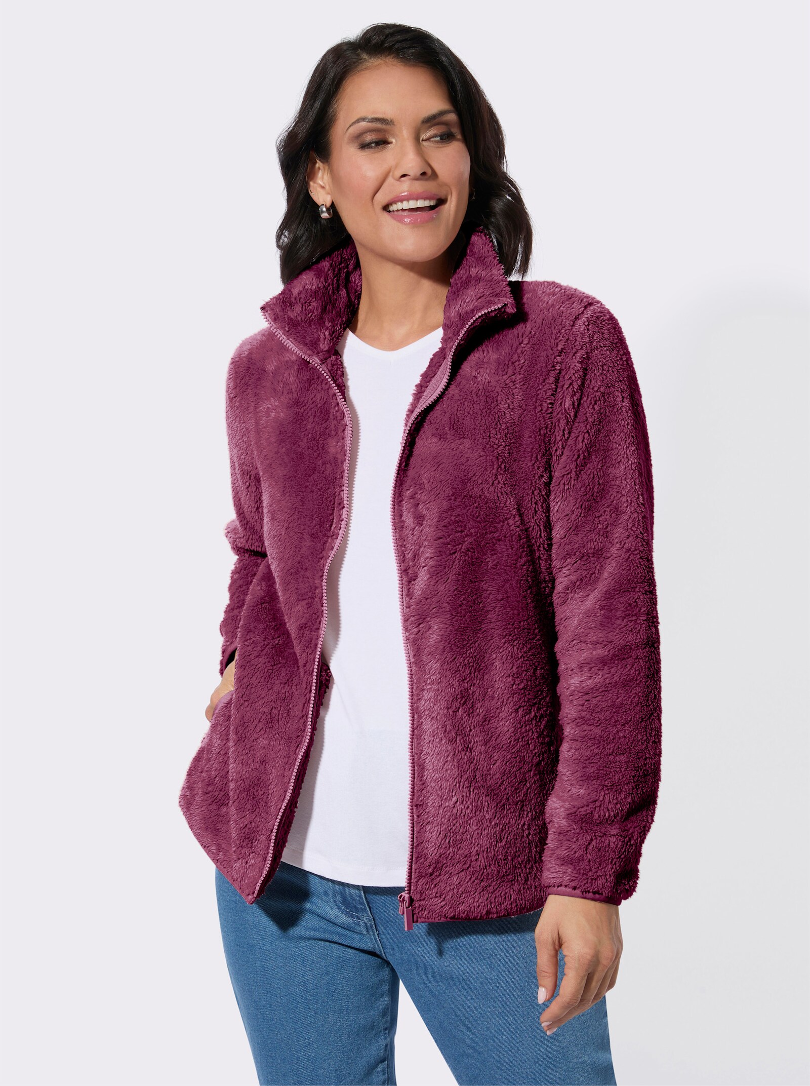 Fleecejacke in Teddy-Optik - malve