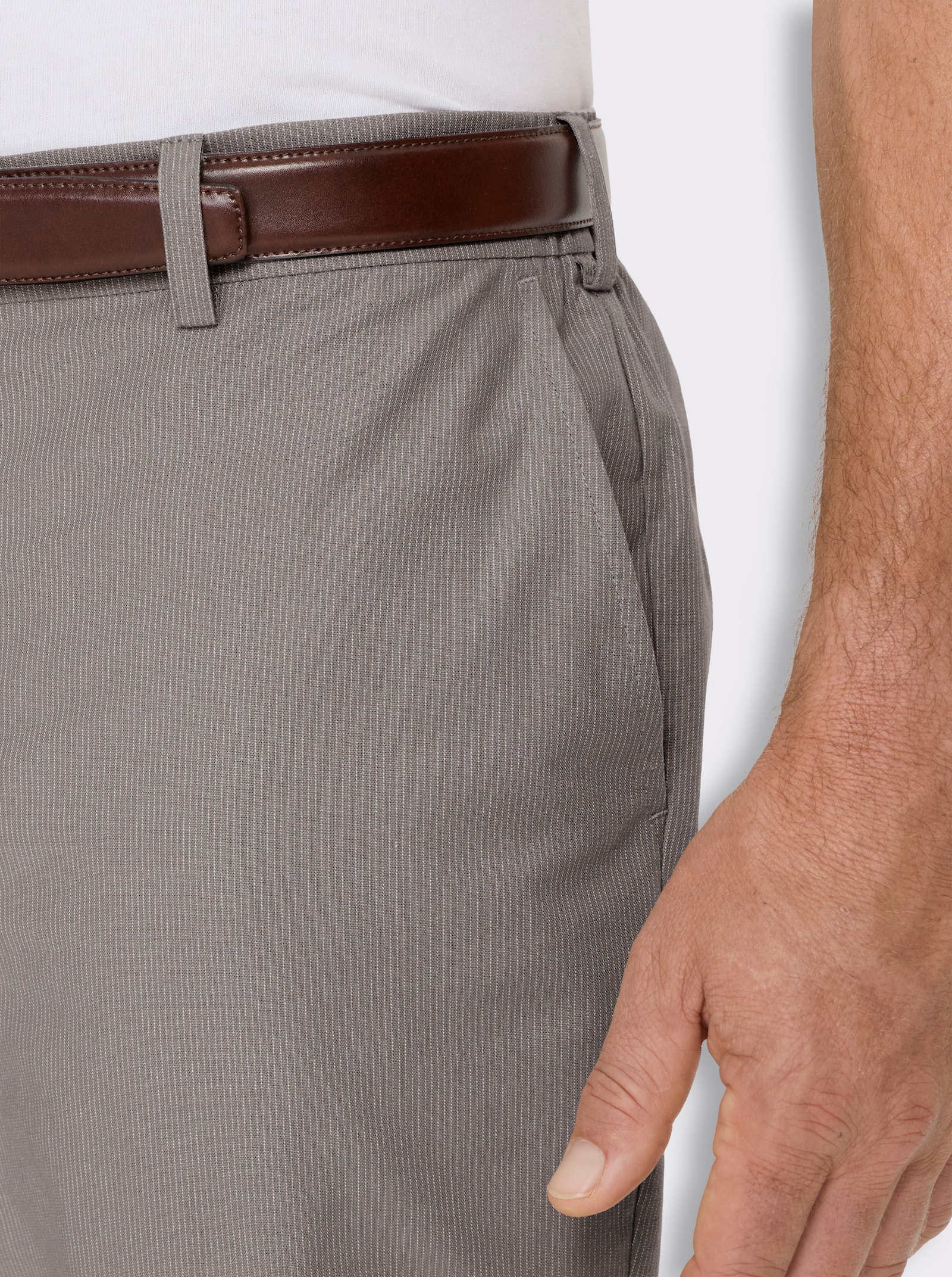 Marco Donati Hose mit Rundum-Dehnbund - taupe-gestreift