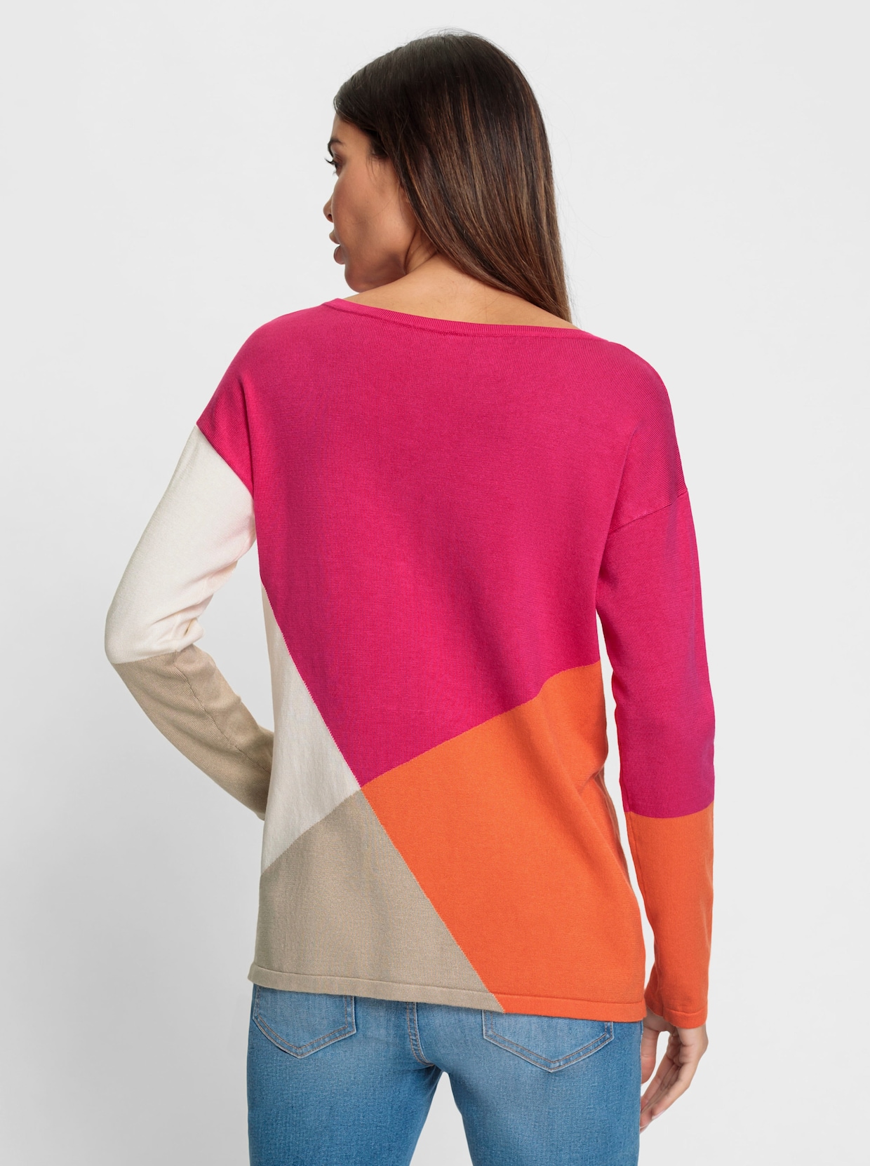 heine Feinstrickpullover - orange-pink-gemustert