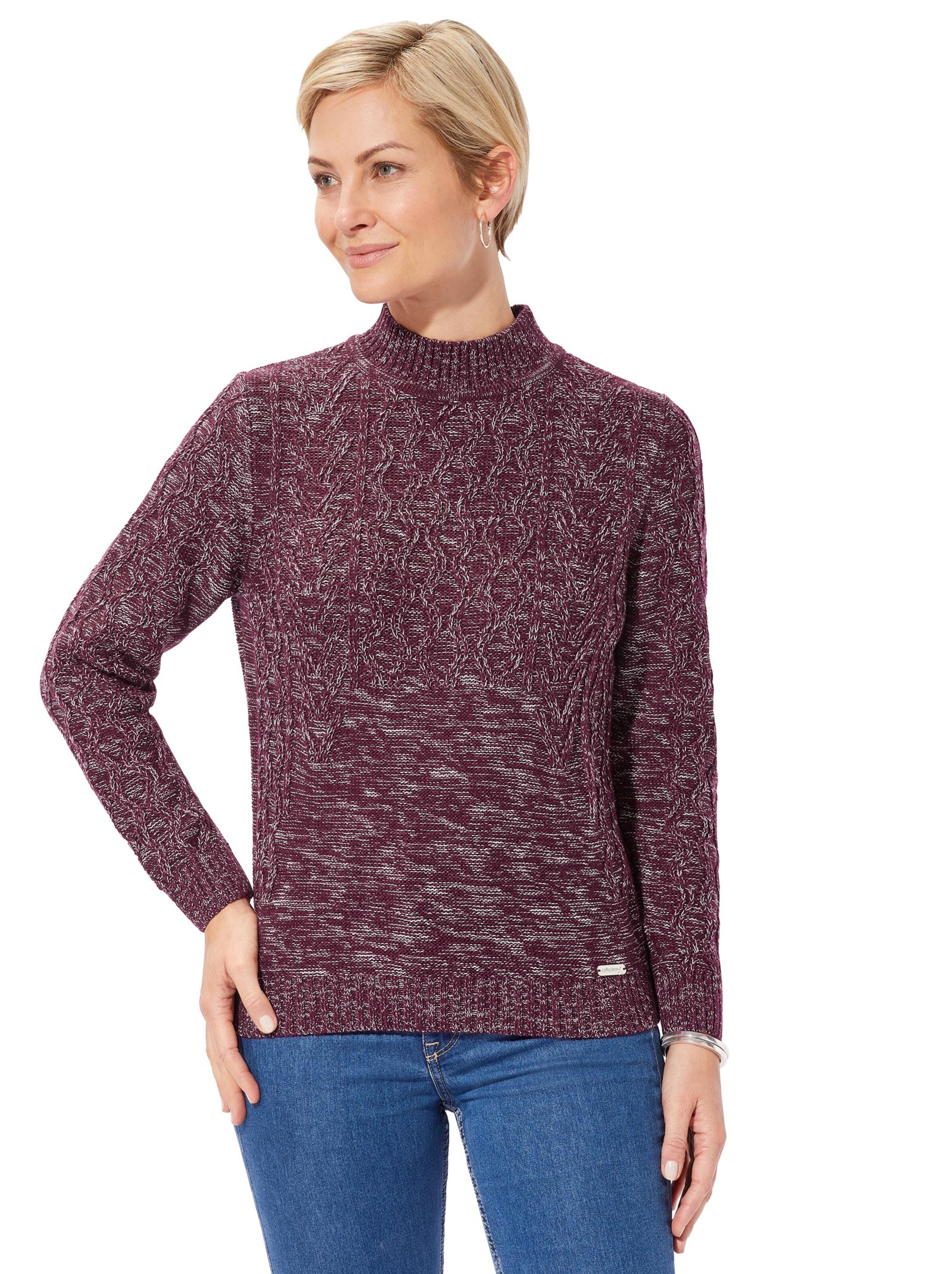 Pullover - weinrot-meliert