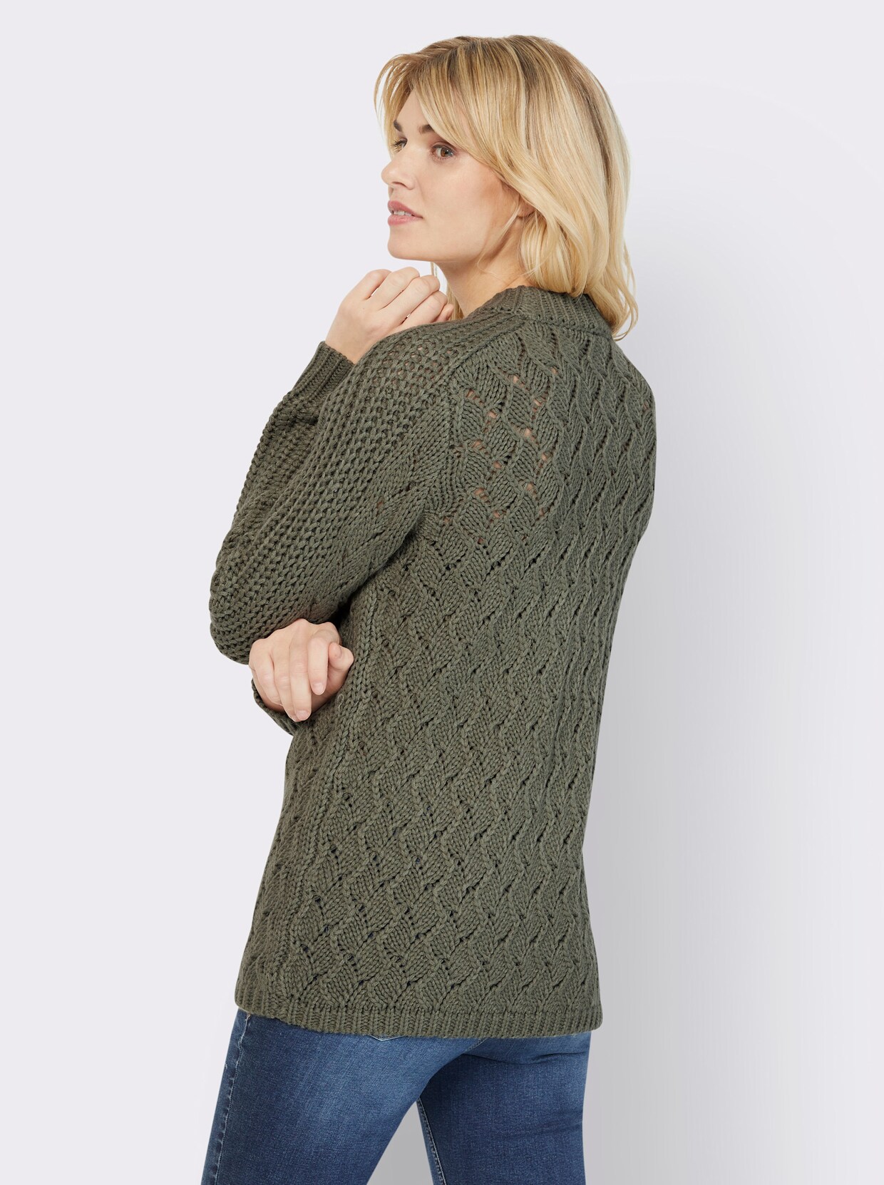 heine Ajourpullover - kaki