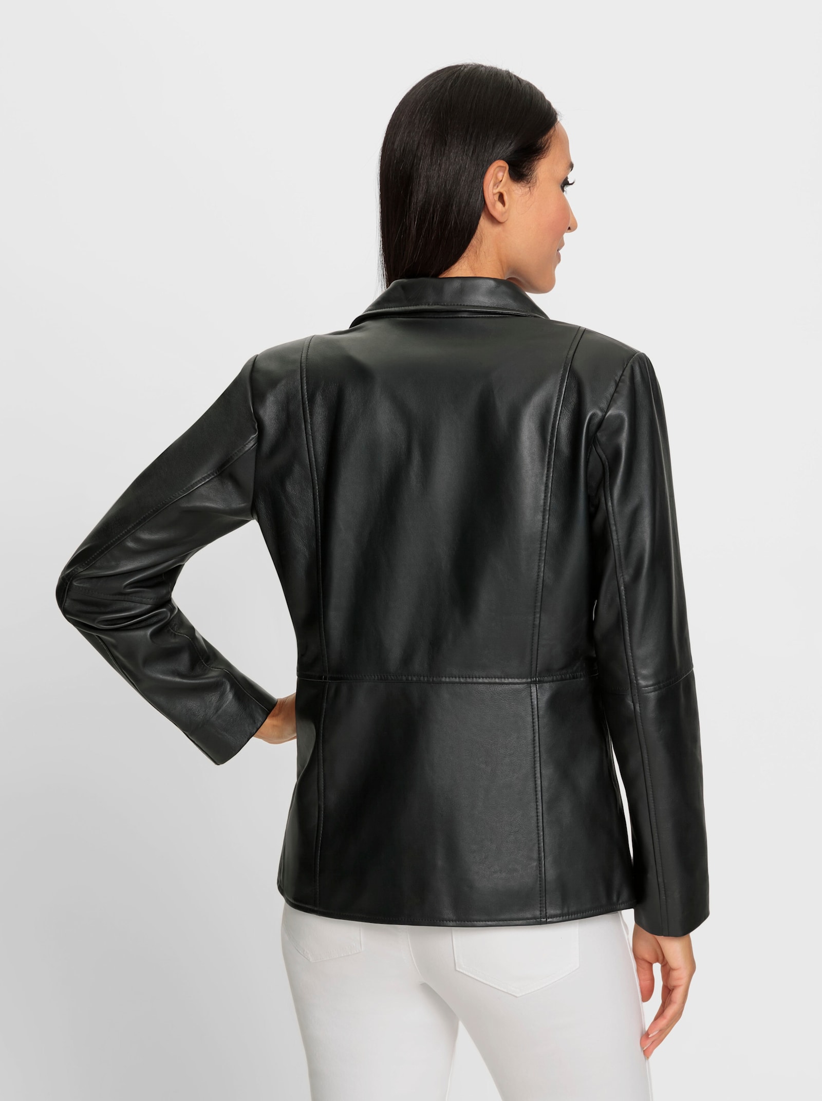 heine Lederblazer mit Pattentaschen - schwarz