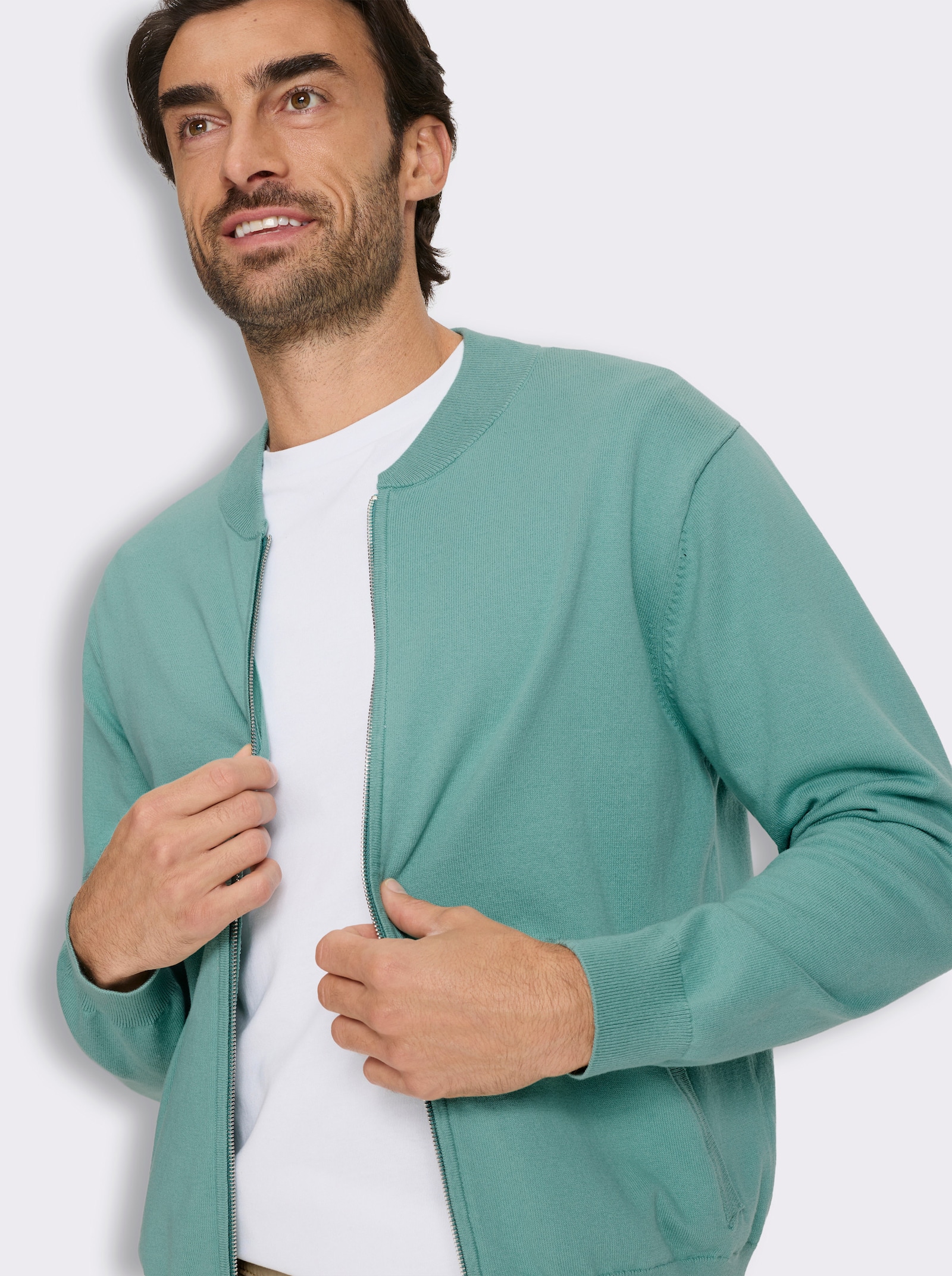 Marco Donati Strickjacke im Blouson-Stil, mit Baumwolle - salbei