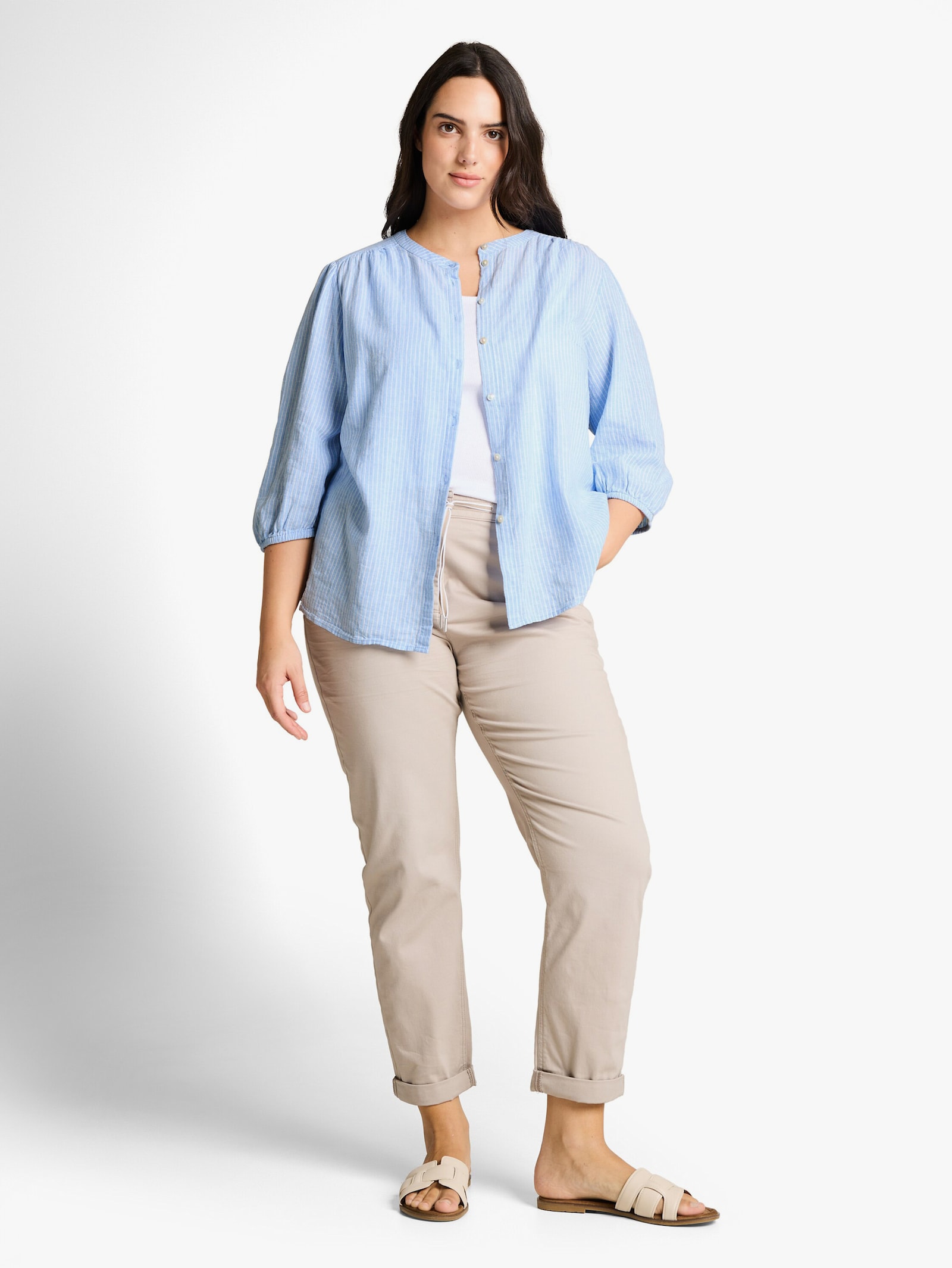 TOM TAILOR PLUS Schluppenbluse - fjord blue irregular stripe